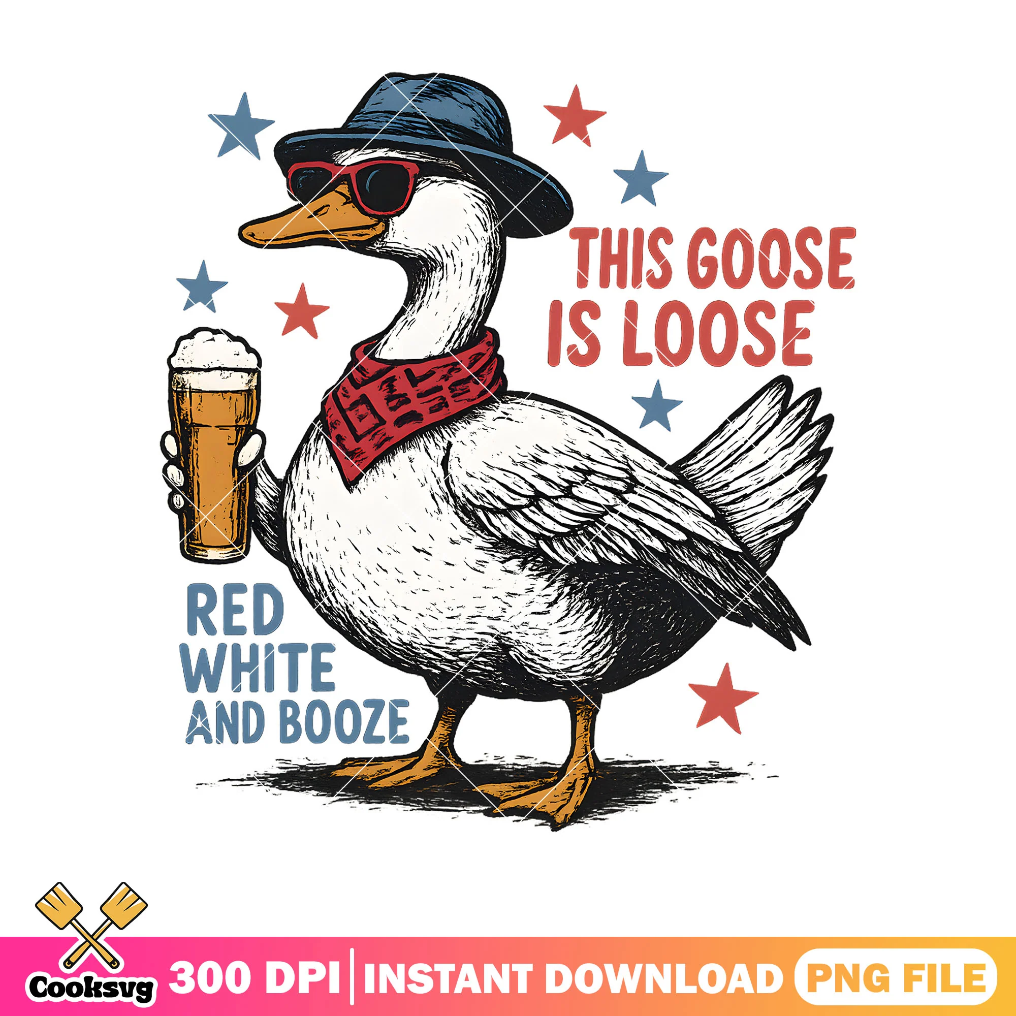 This goose is loose png, red white america png, america goose png