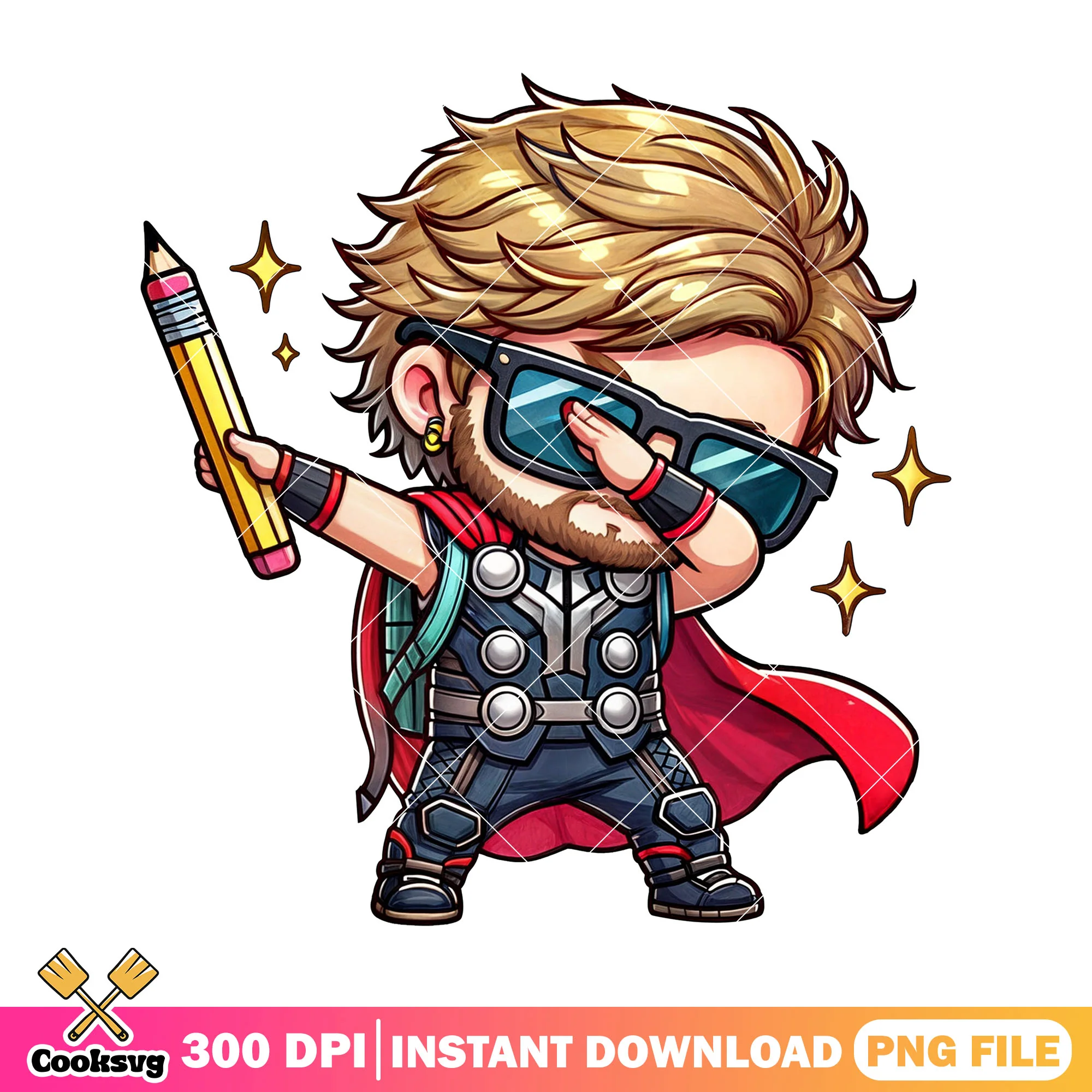 Thor chibi back to school png, happy back to school png, marvel thor png