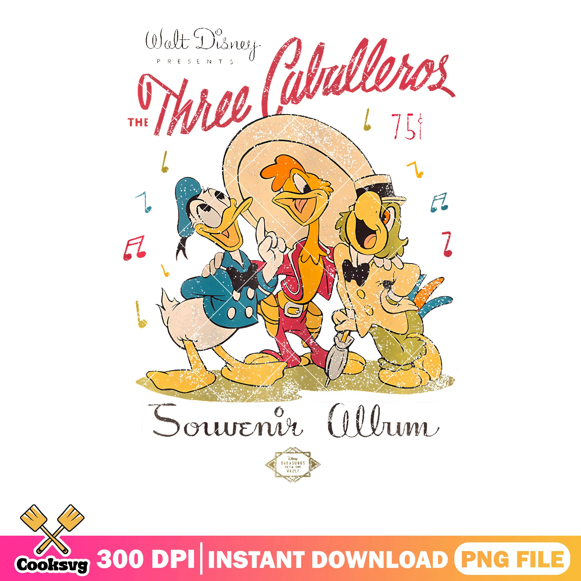 Three caballeros souvenir album png, donald duck png, disney png