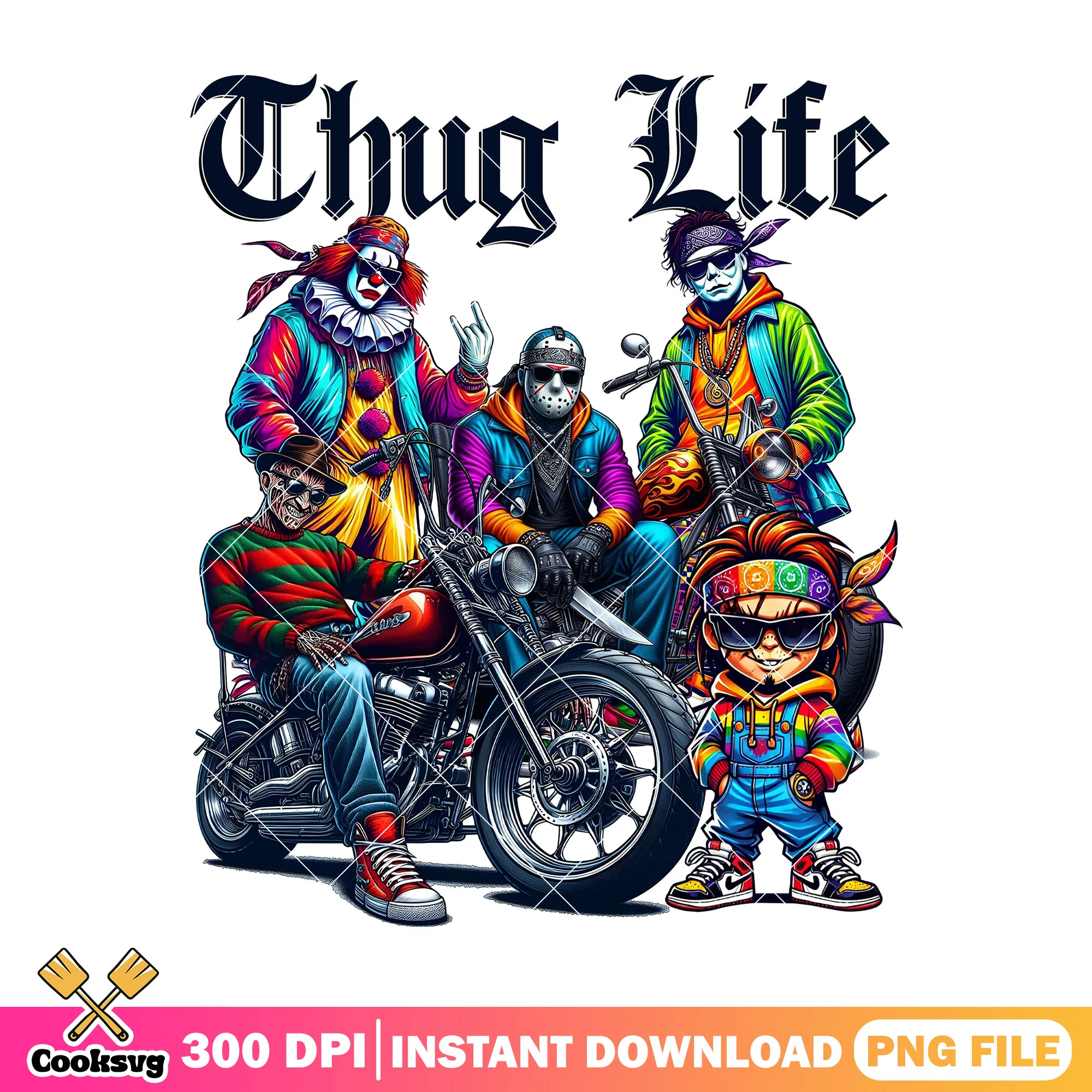 Thug life horror design png, halloween art png, scary movies png