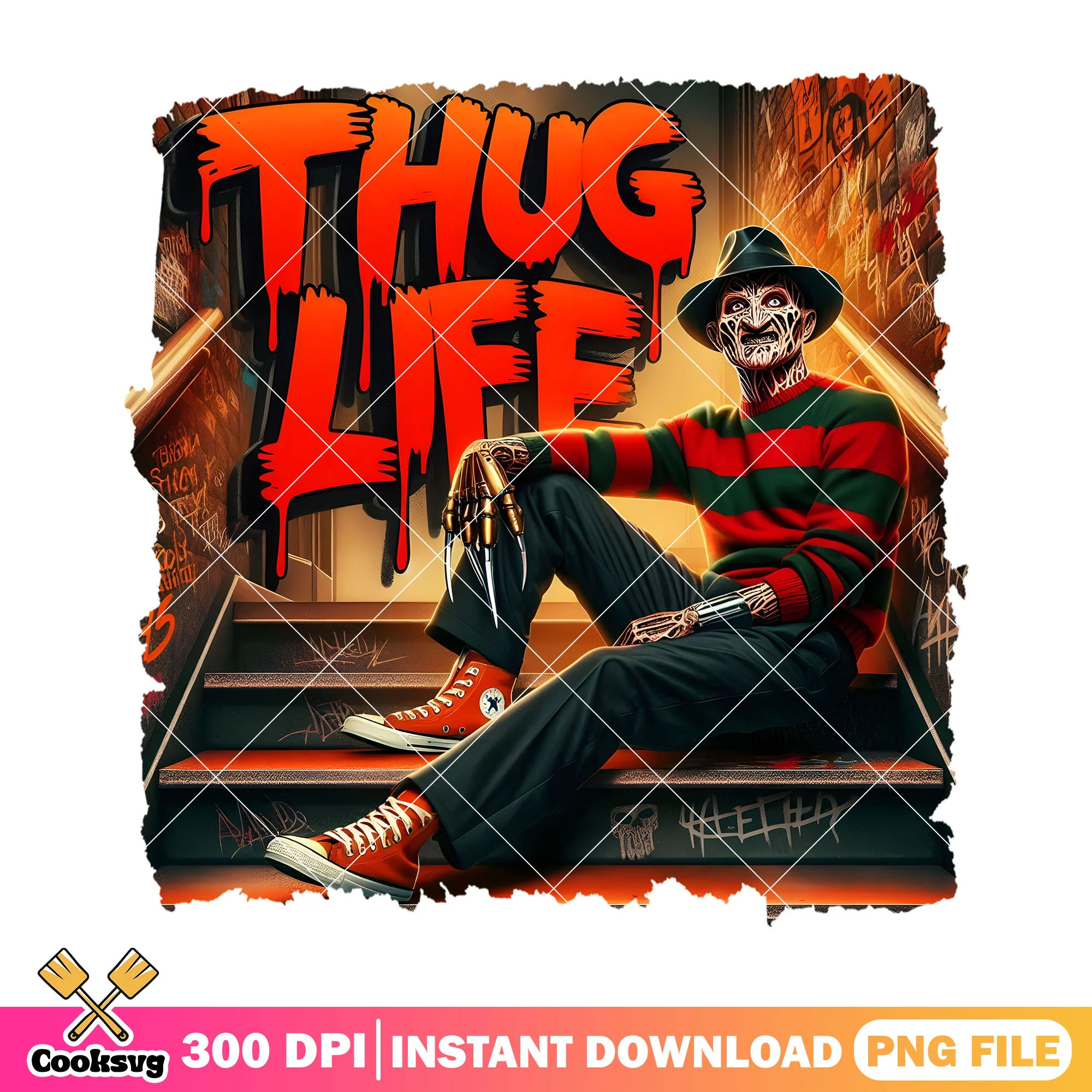 Thug life with freddy png, freddy movies png, horror halloween png