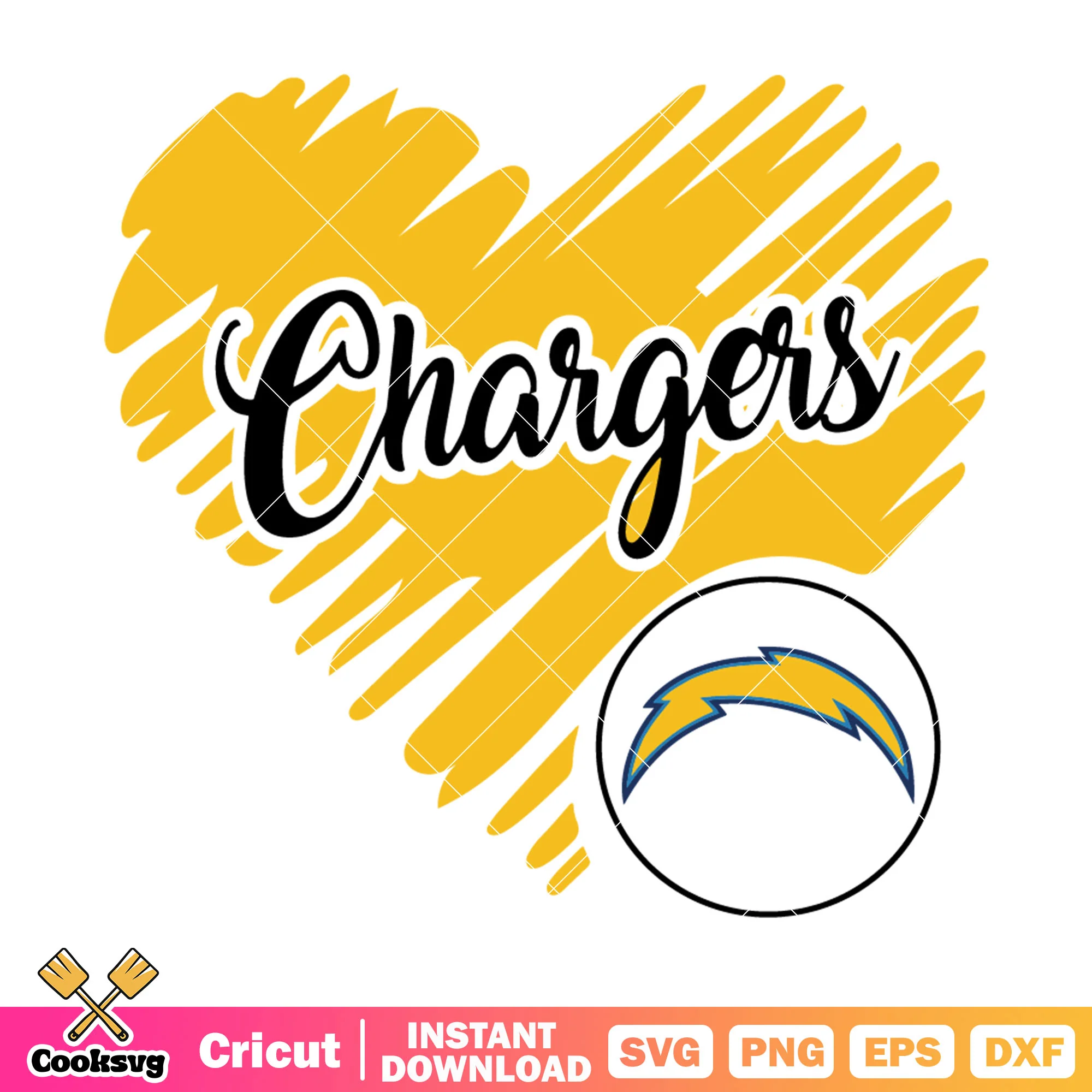 Thunder chargers heart svg, afl svg, los angeles football teams svg