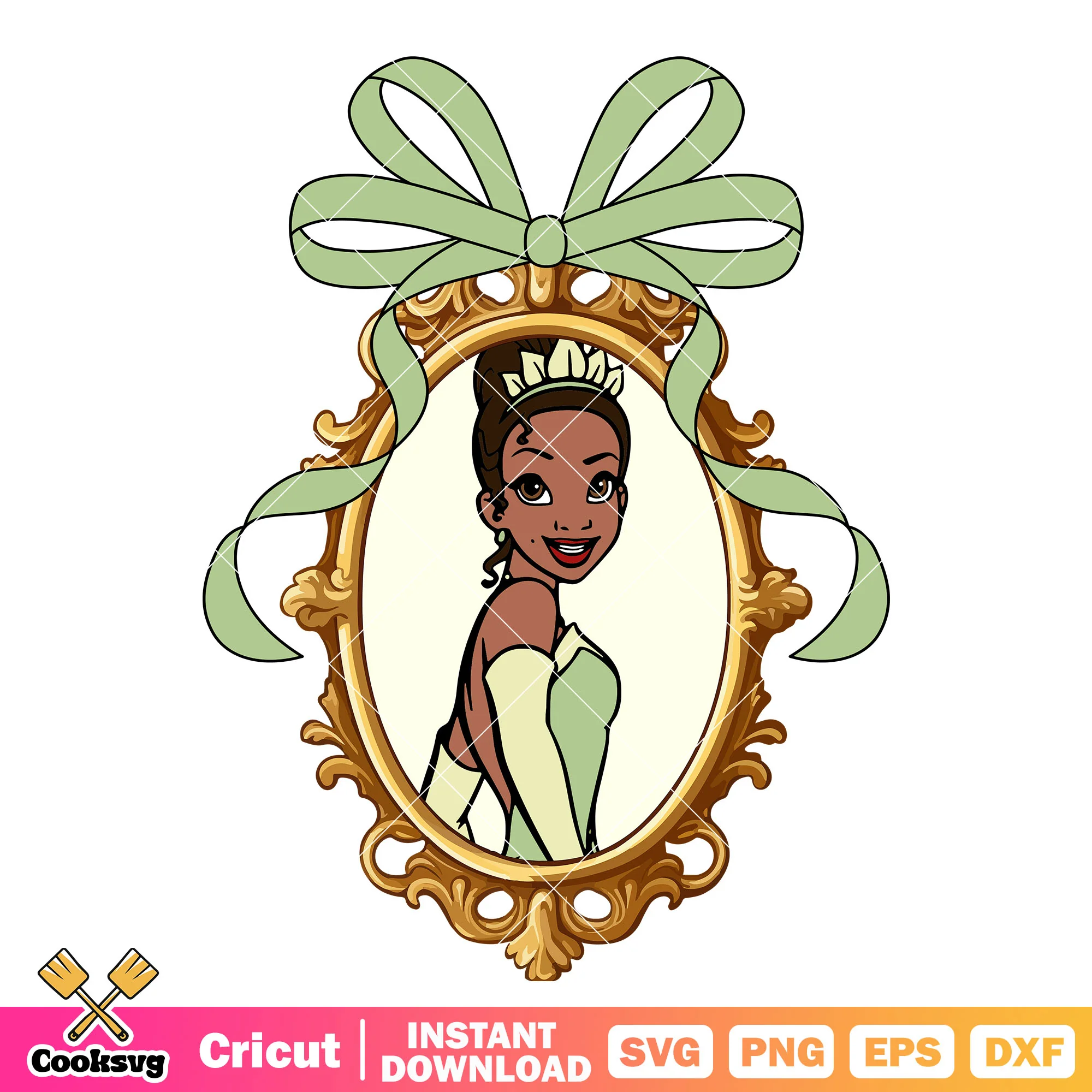Tiana princess with bow tie mirror png, bow tie mirror png