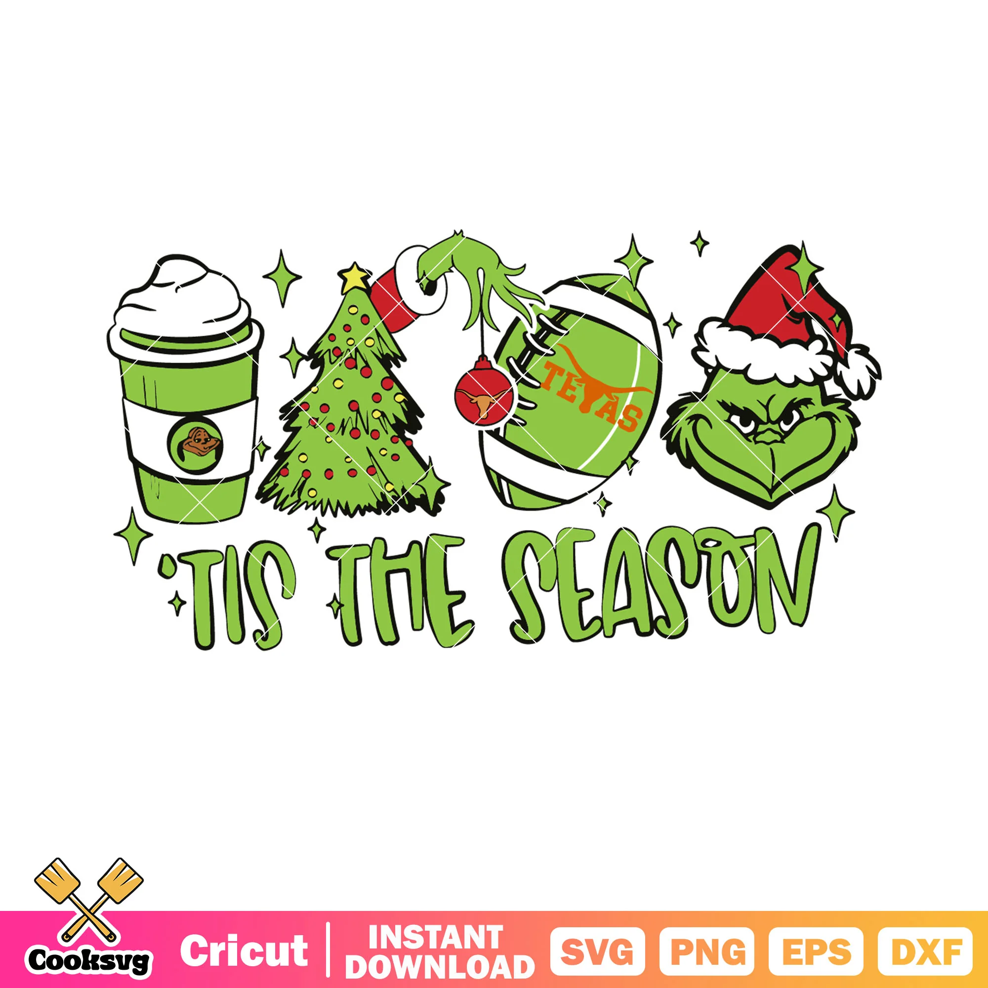 Tis the season svg, christmas tree svg, santa clause hat svg