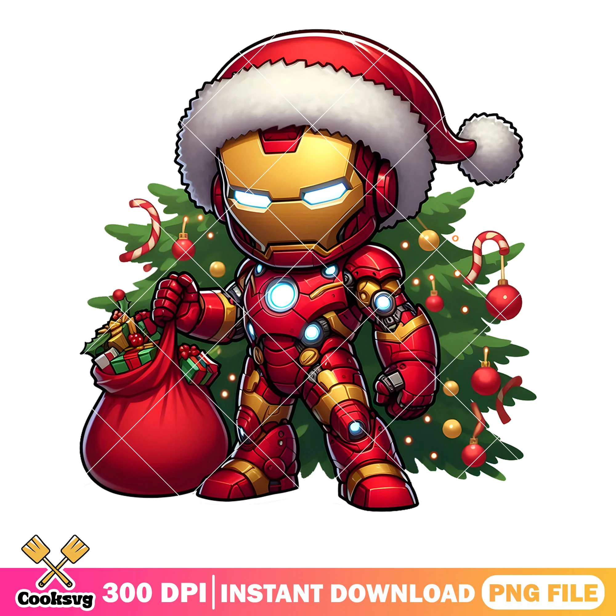 Tony stark stole christmas png, iron man png, christmas gifts png