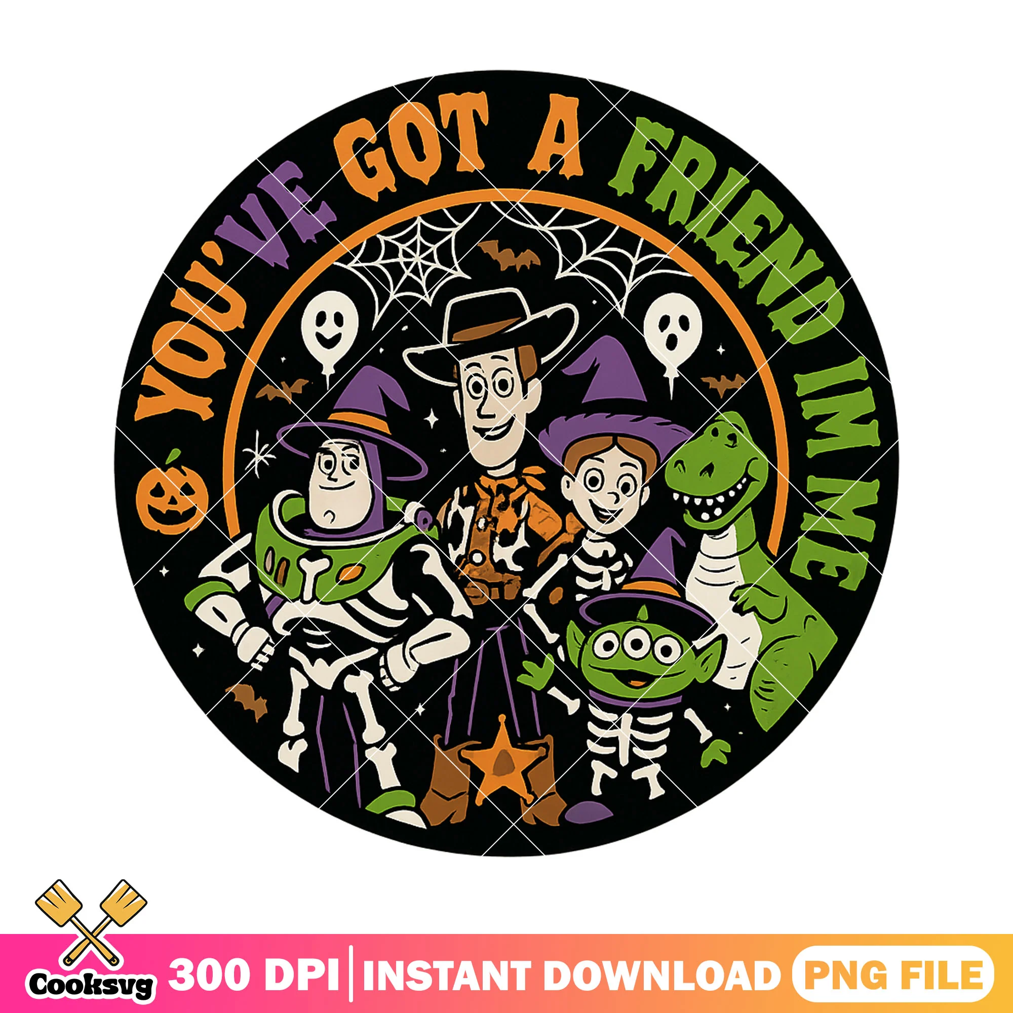 Toy rex with halloween png, halloween costume png, rex cute png