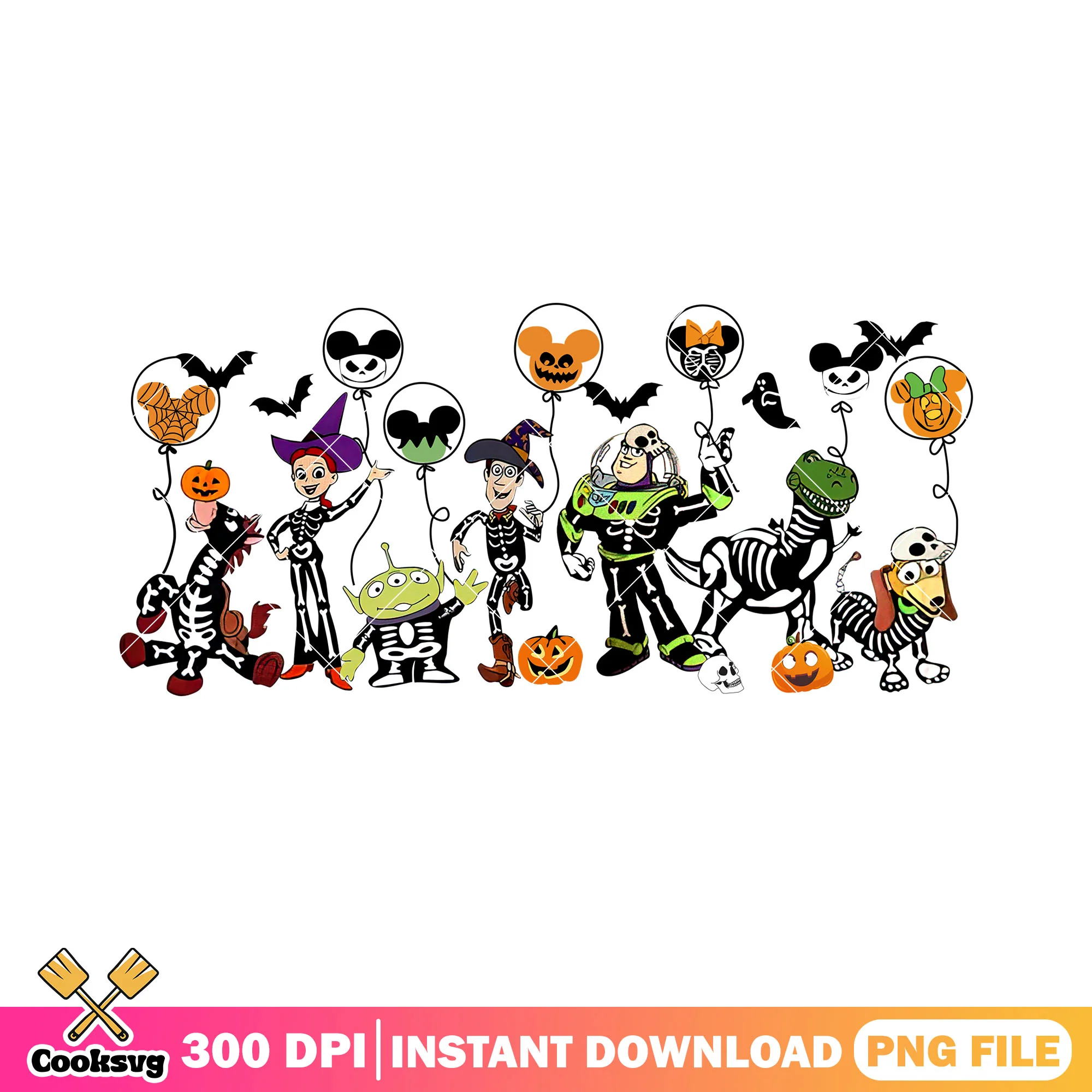 Toy story skeleton pumpkin png, toy strory png, halloween disney png