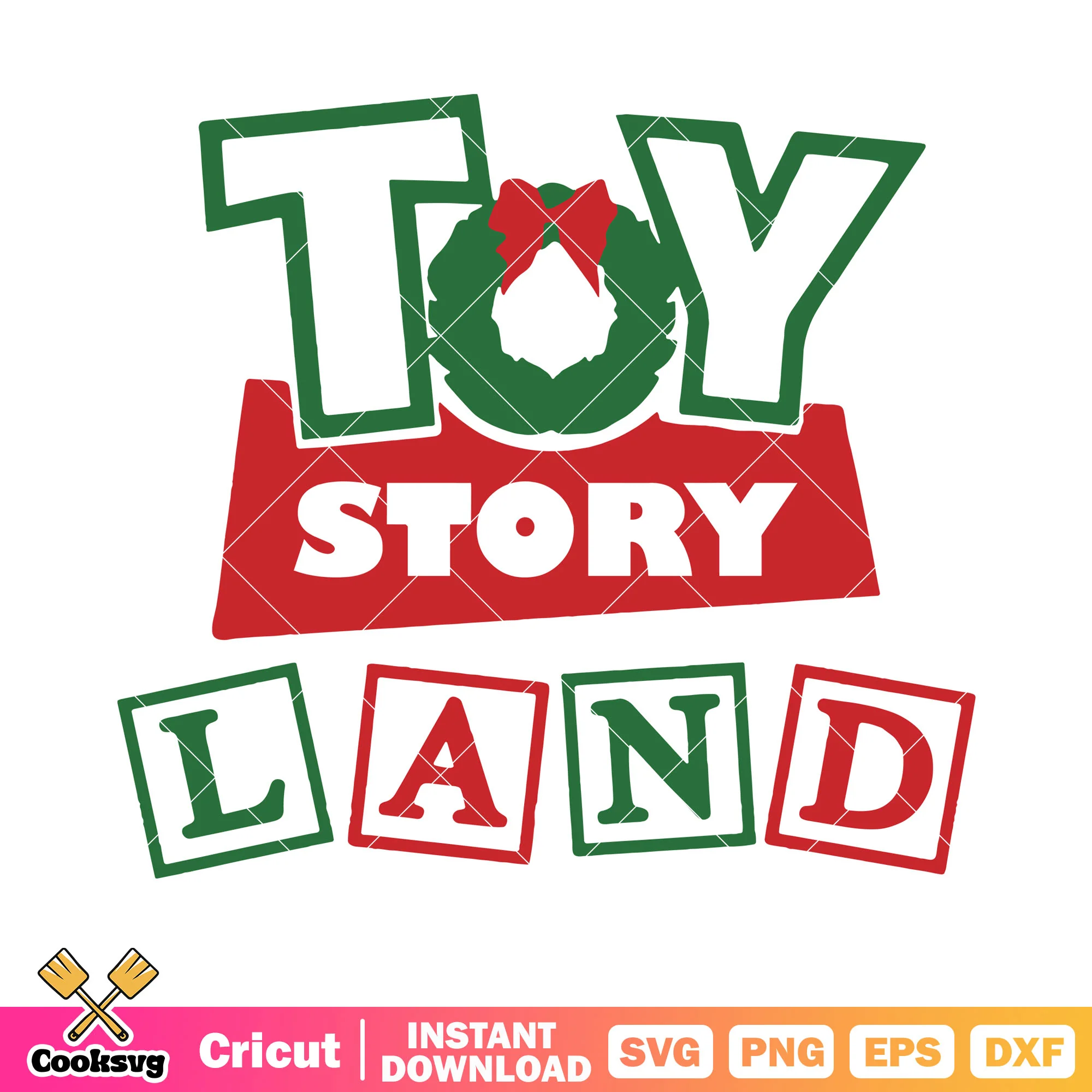 Toys story land svg, red bow tie svg, laurel wreath svg