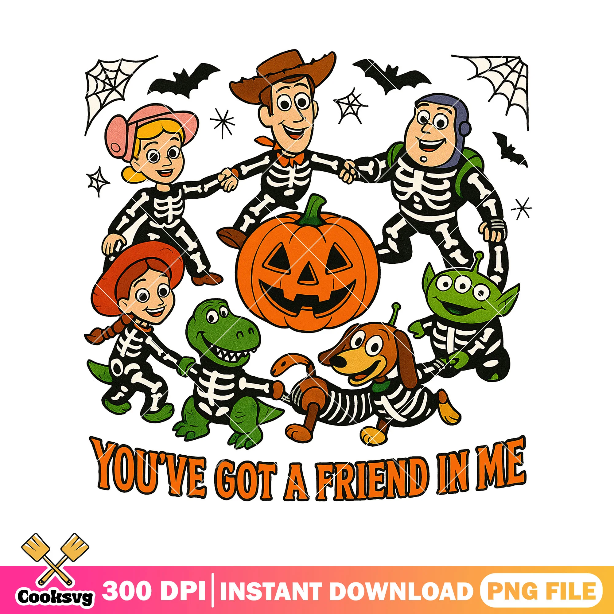 Toys story with halloween png, disney cute toy png, halloween art png