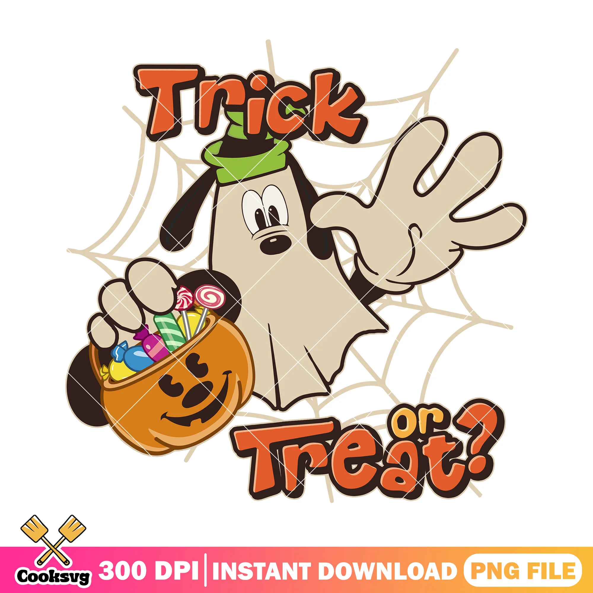 Trick goofy or treat png, halloween candy png, mickey mouse png