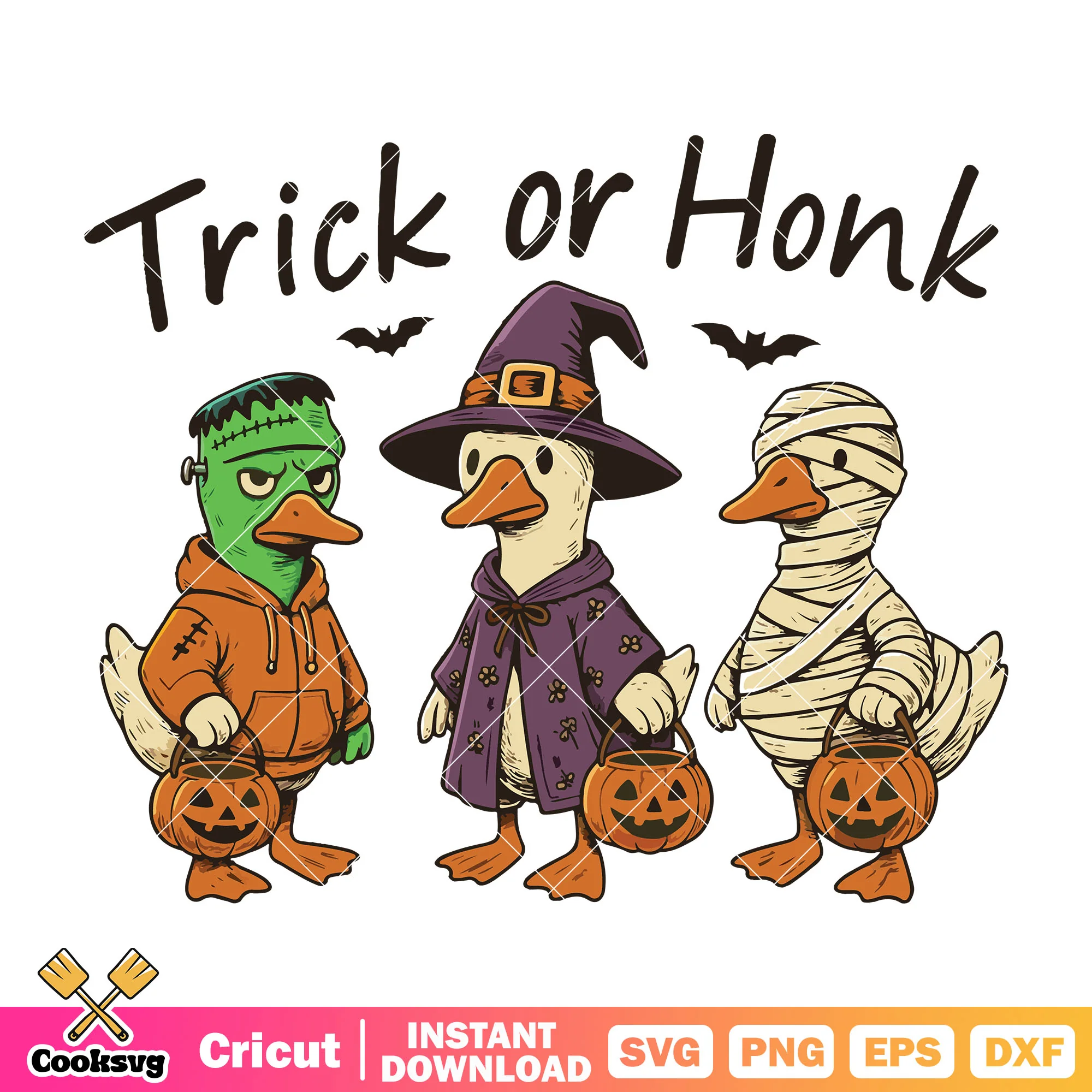 Trick or honk cute goose svg, trick or treat svg, goose halloween svg