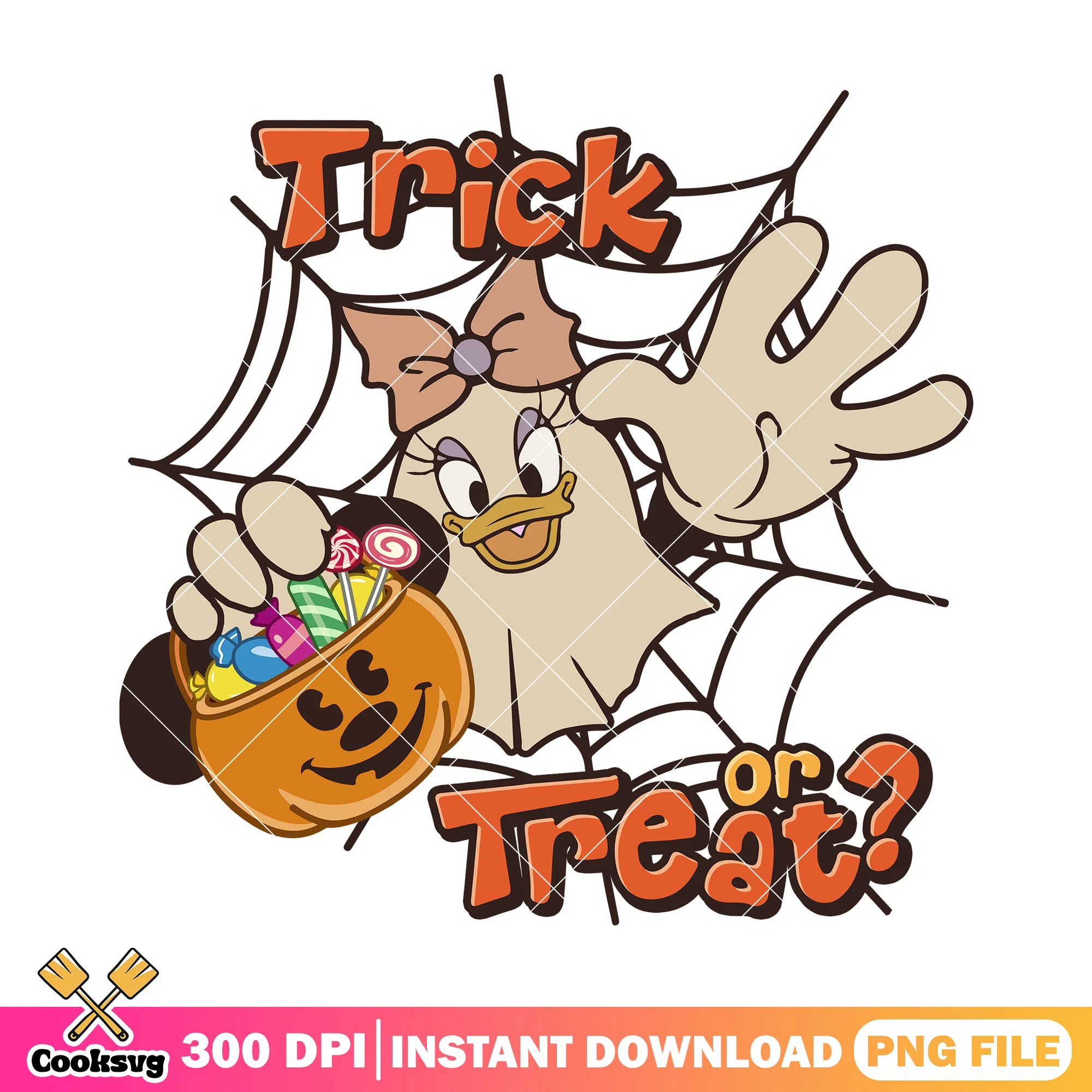 Trick or treat daisy png, halloween jokes png, daisy duck png