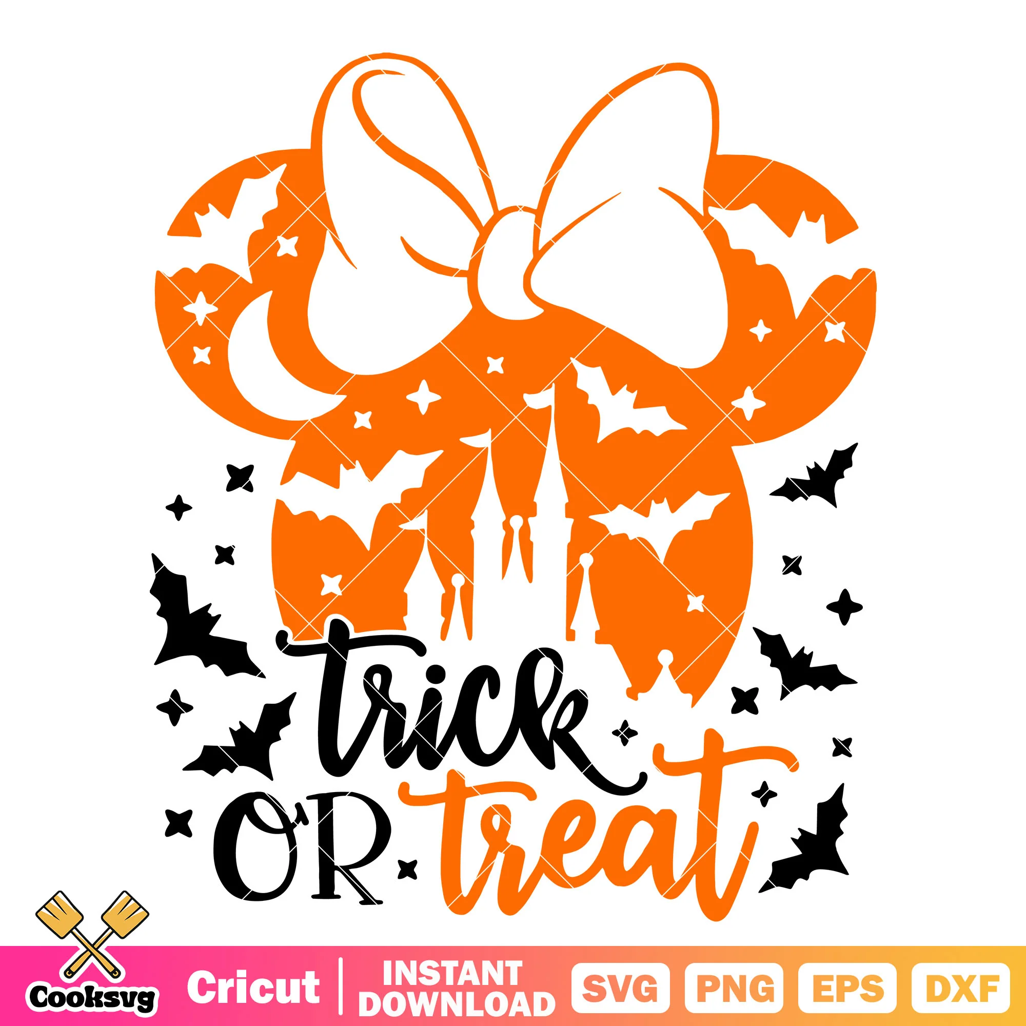 Trick or treat minnie head svg, minnie halloween svg, trick or treat svg