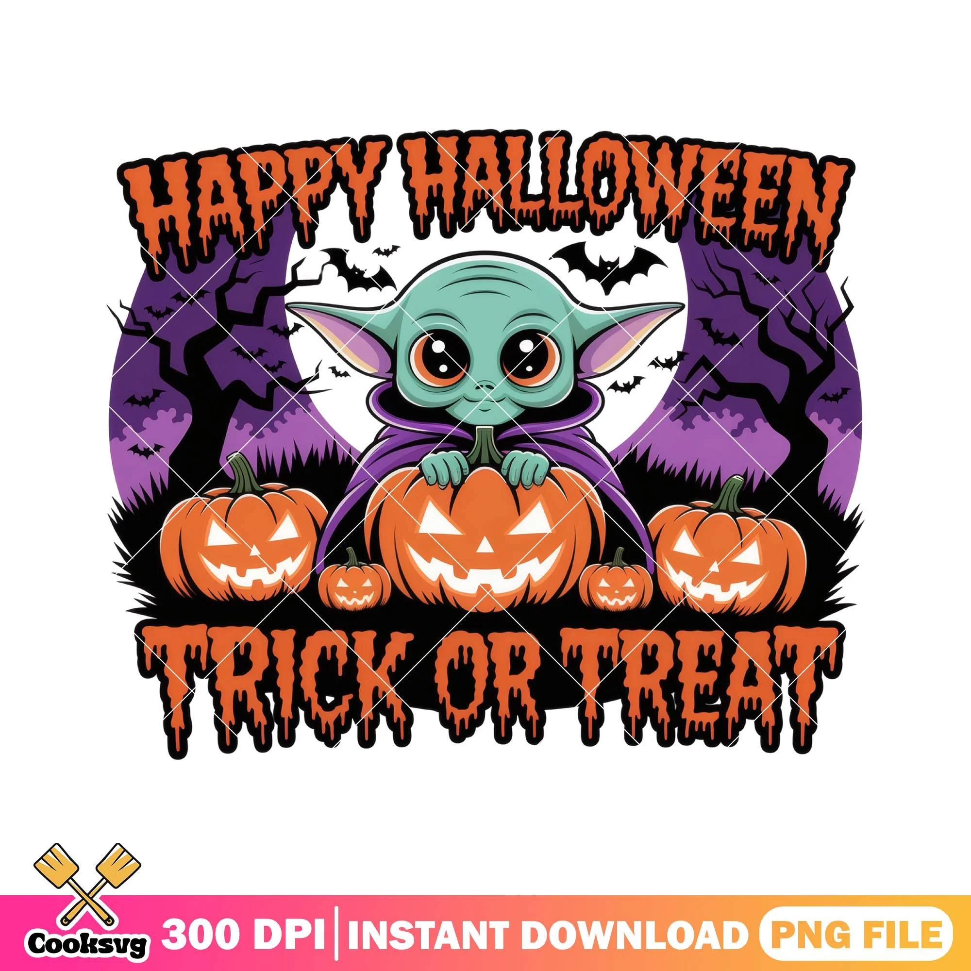 Trick or treat yoda baby png, star wars movies png, halloween candy png