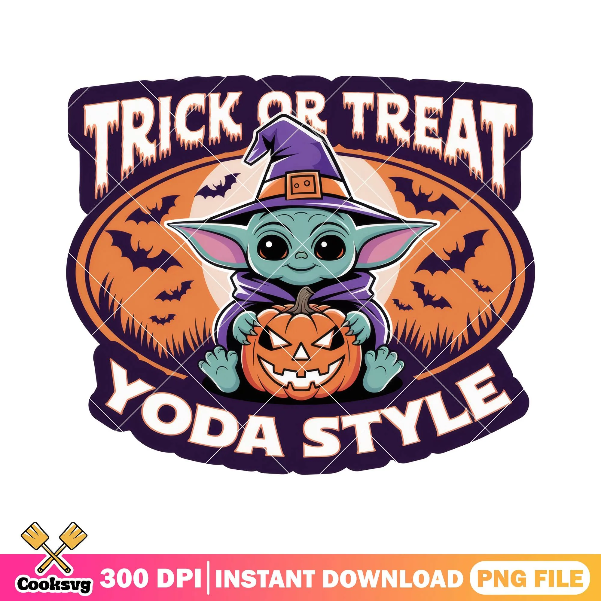 Trick or treat yoda style png, baby yoda png, spirit halloween png