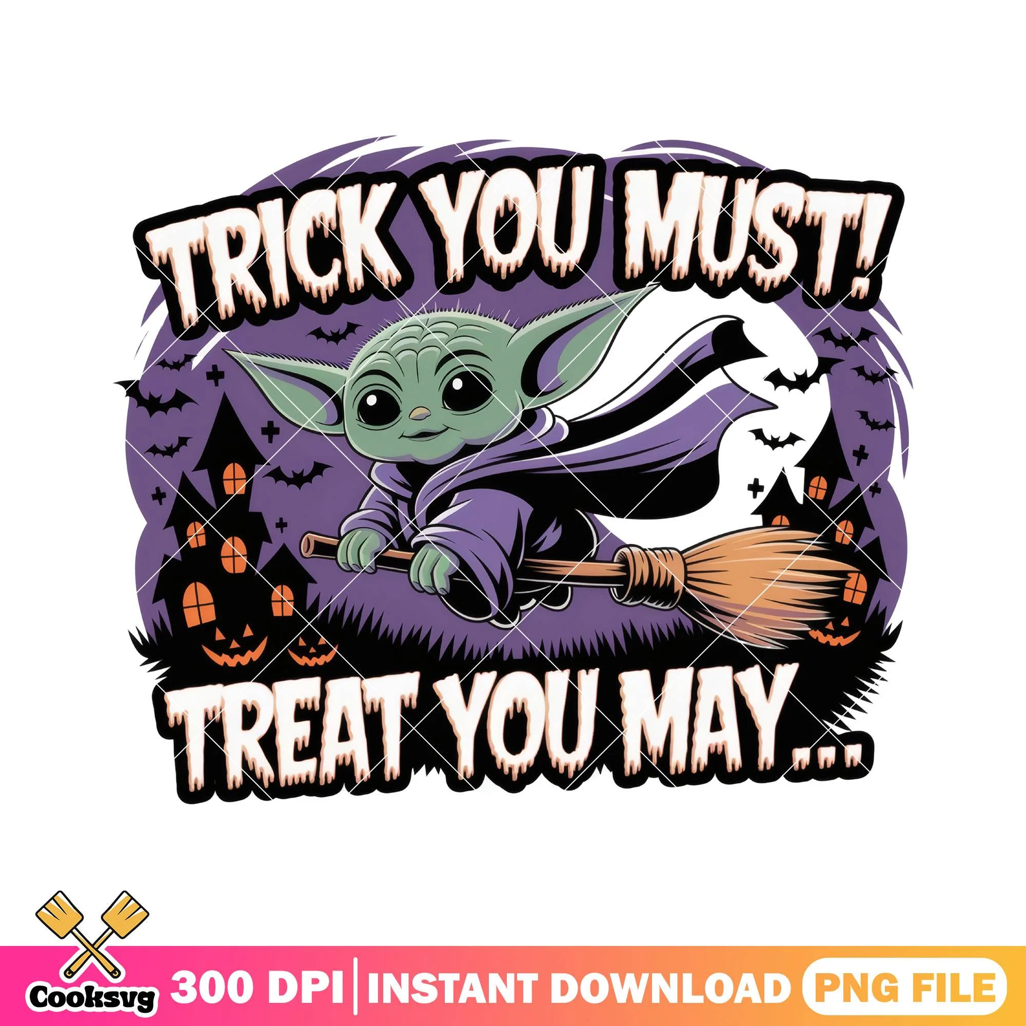 Trick you must baby yoda png, baby yoda png, halloween ends png