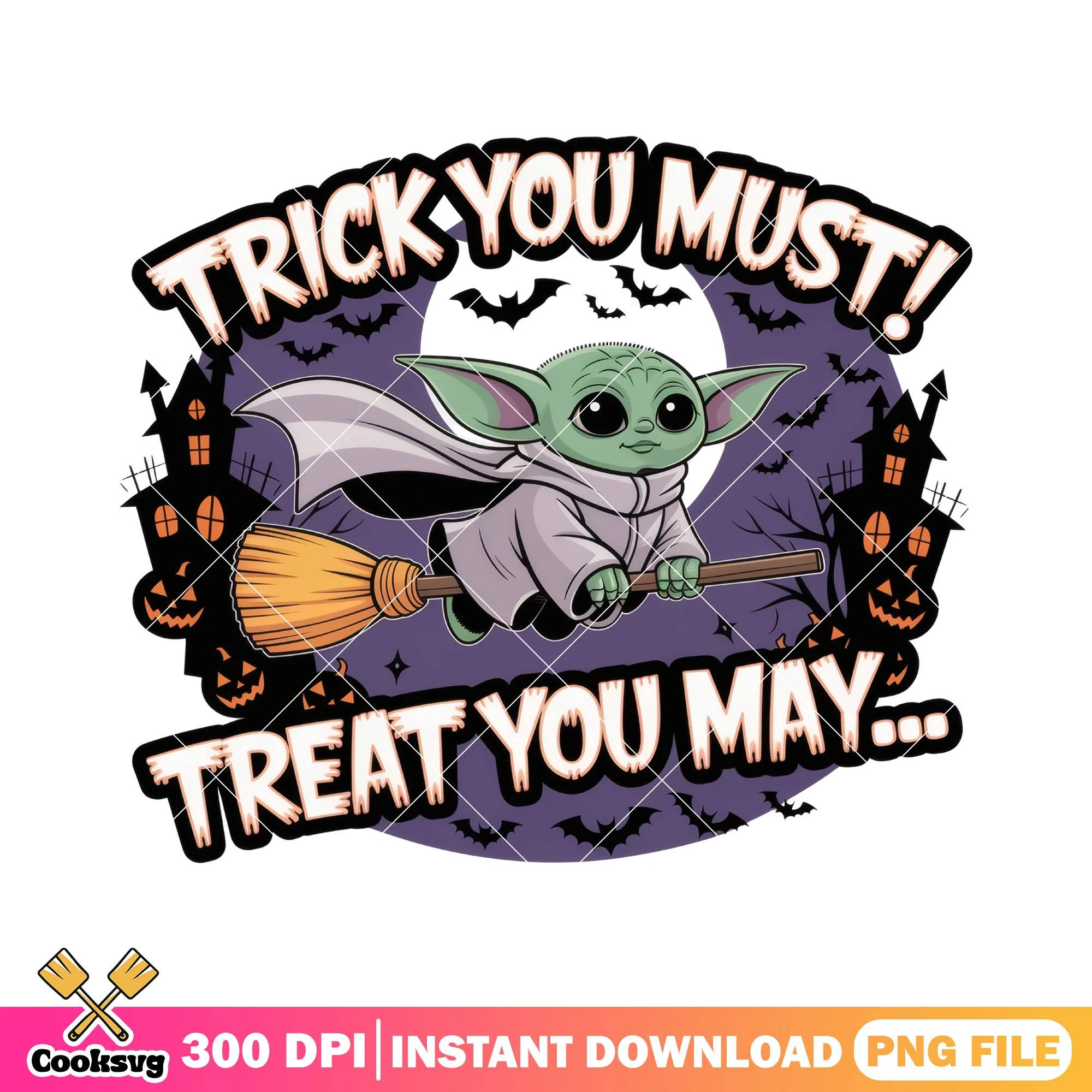 Trick you must yoda png, baby yoda png, halloween ends png