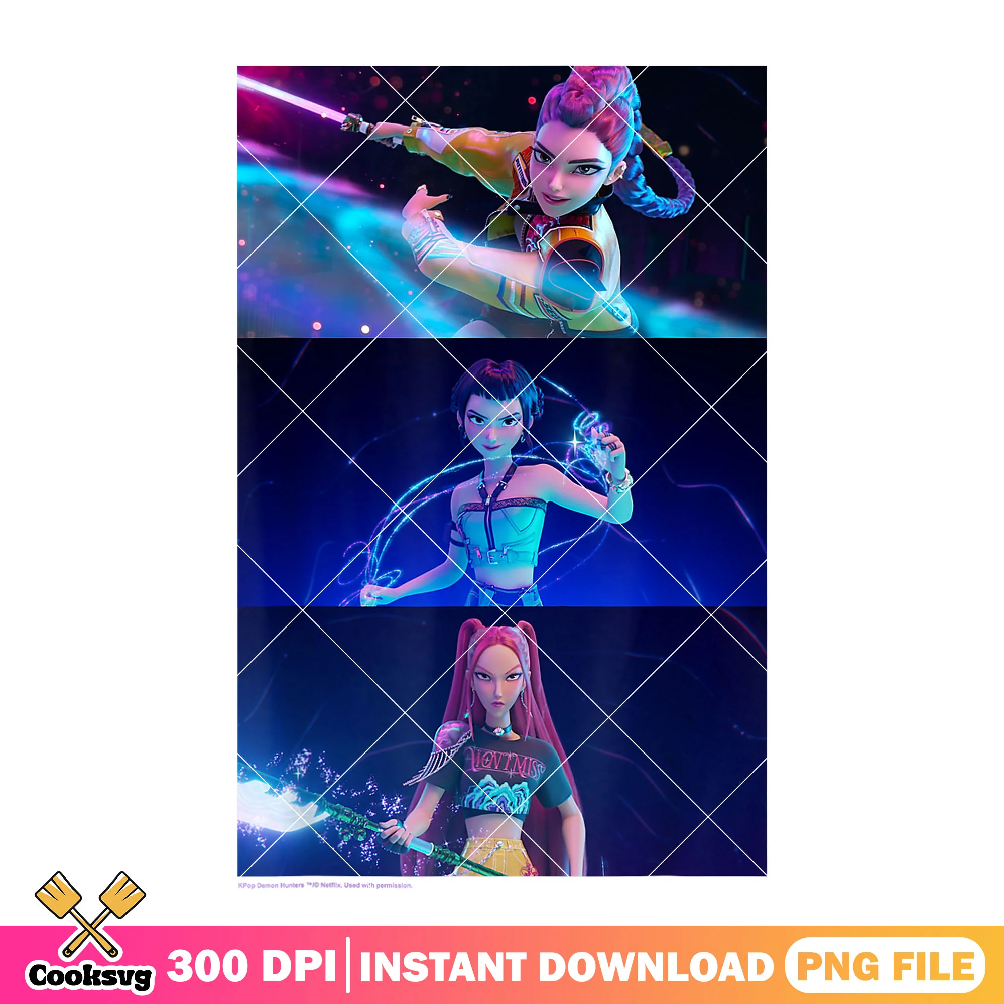 Trio girl battle sceen png, huntrix band png, kpop hunters png