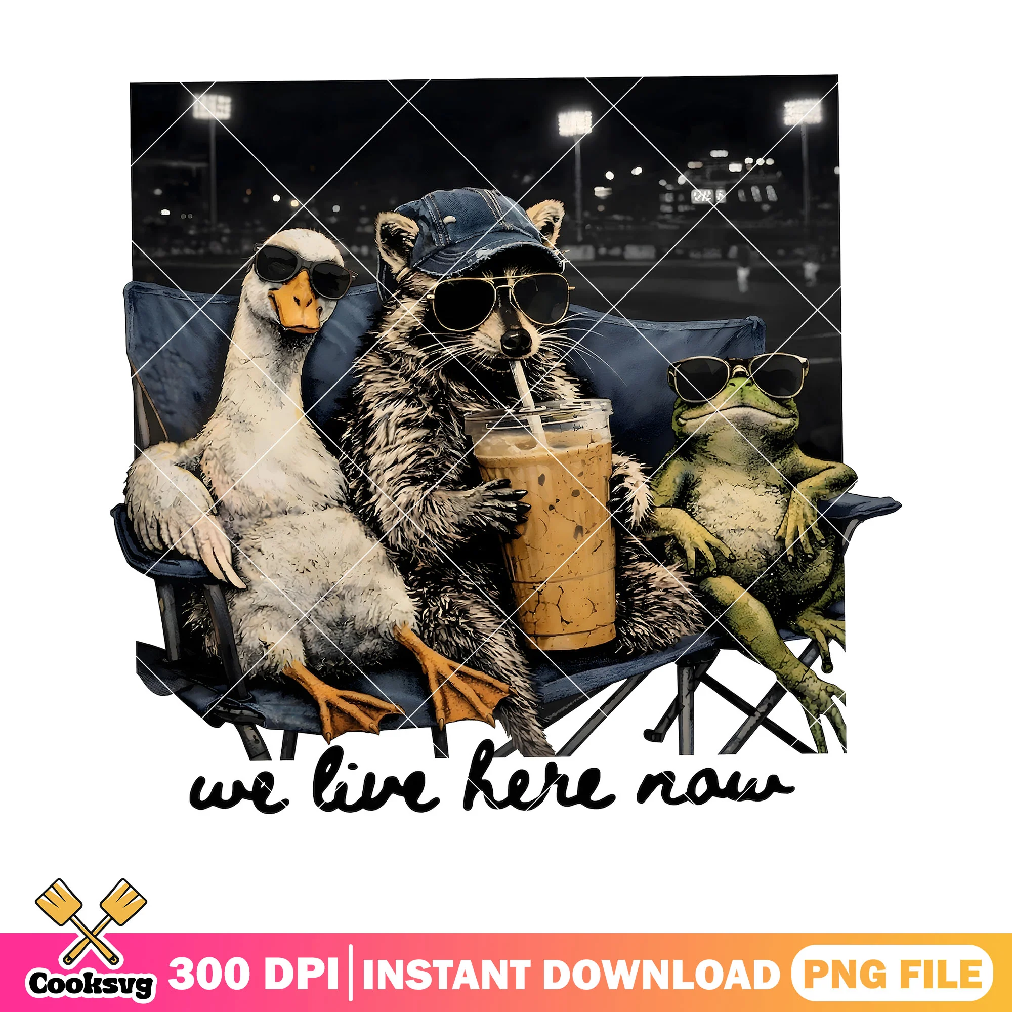 Triple goose feral frog poster png, feral cat poster png, funny art png