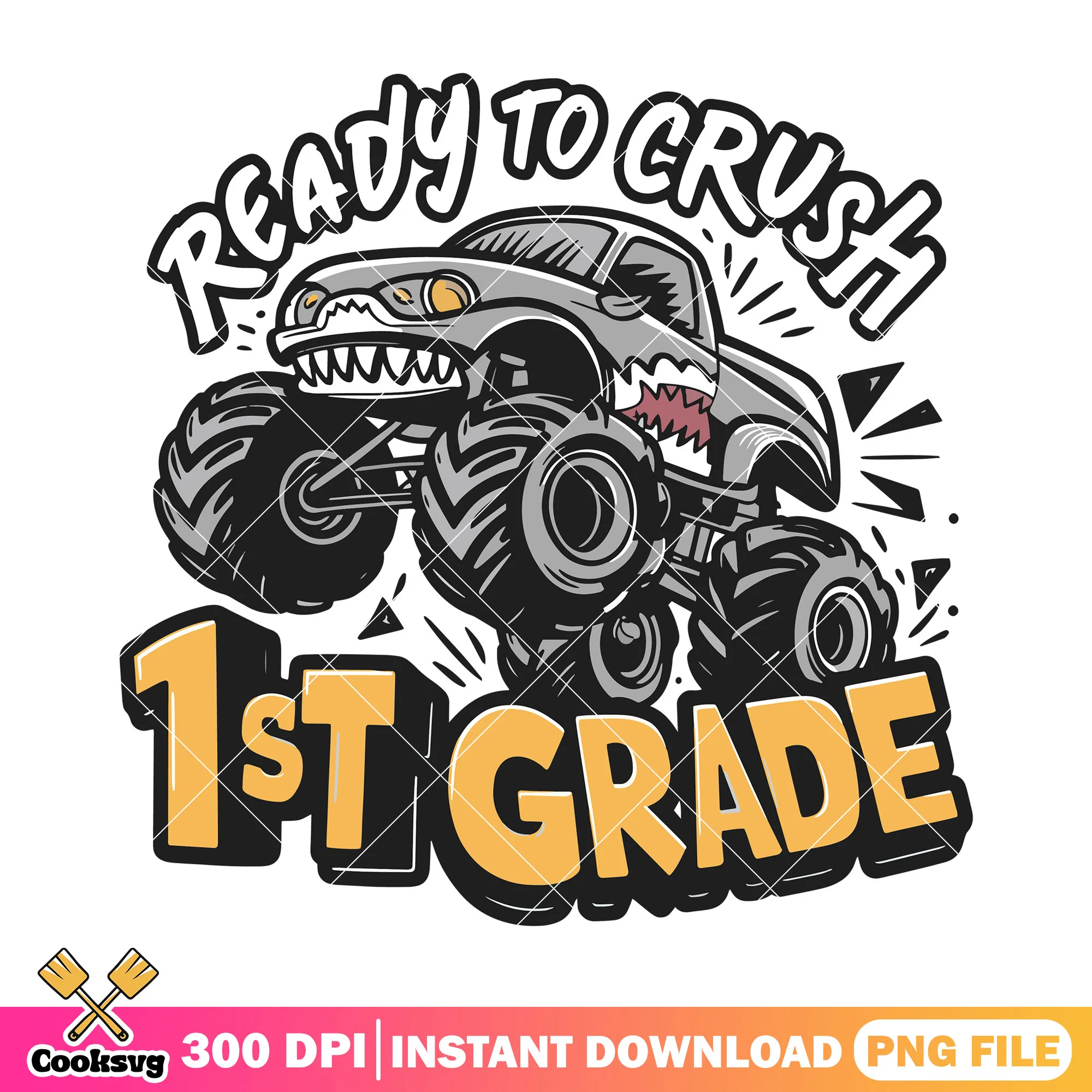 Truck ready to crush png, go back to school png, 1st grade png