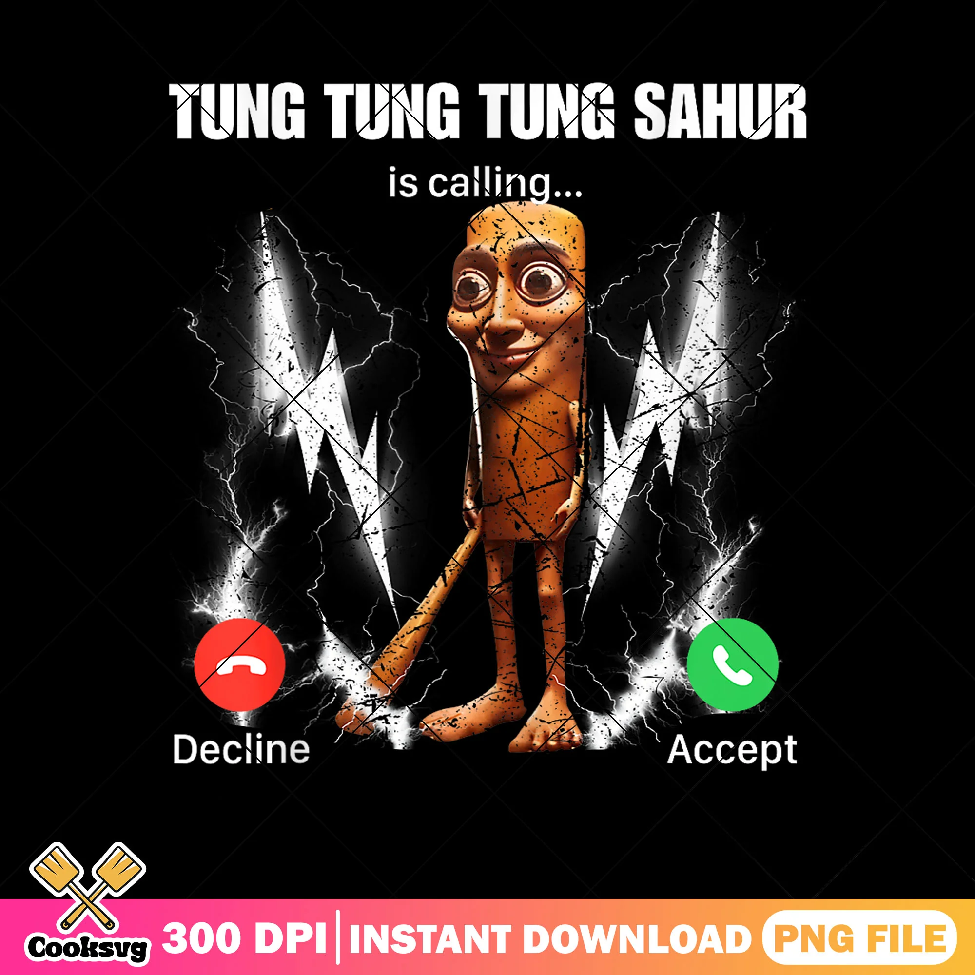 Tung tung tung sahur is calling png, Italian Brainrot png