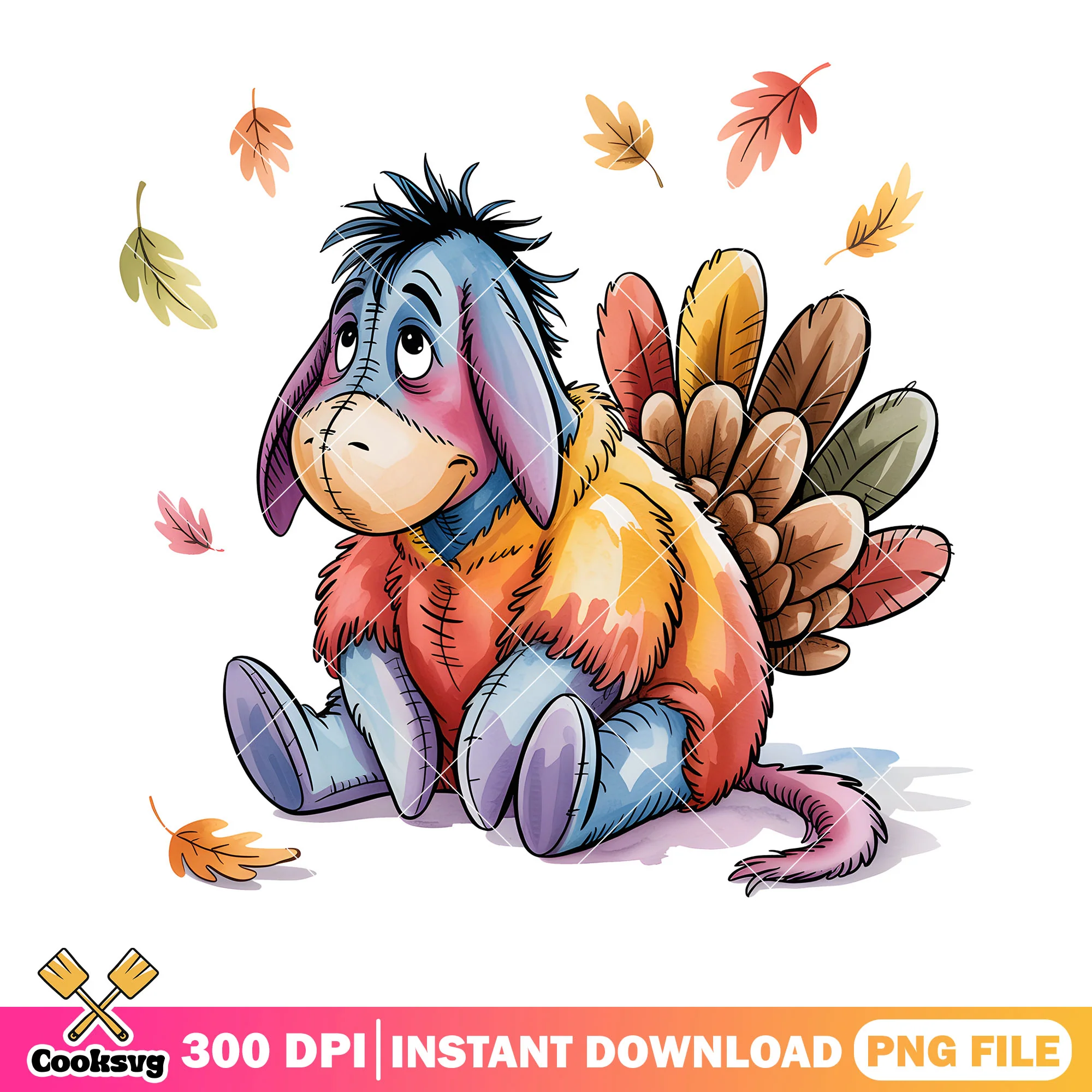 Turkey costume eeyore vibes png, disney eeyore png, vintage pooh png