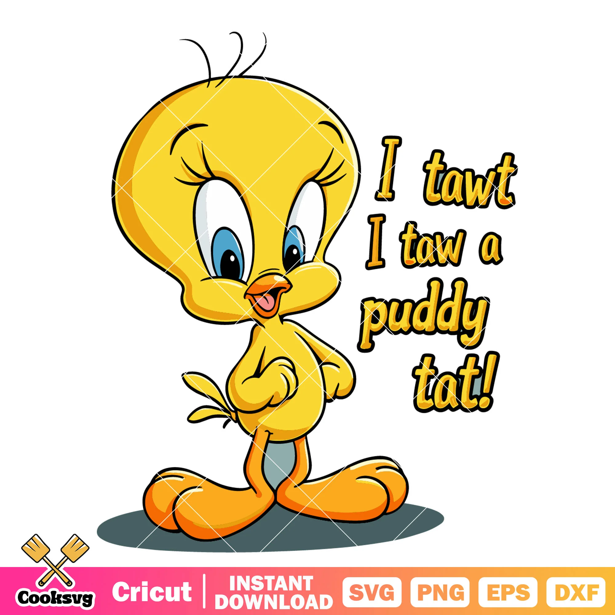 Tweety bird I tawt a puddy tat svg, tweety bird svg, looney tunes svg