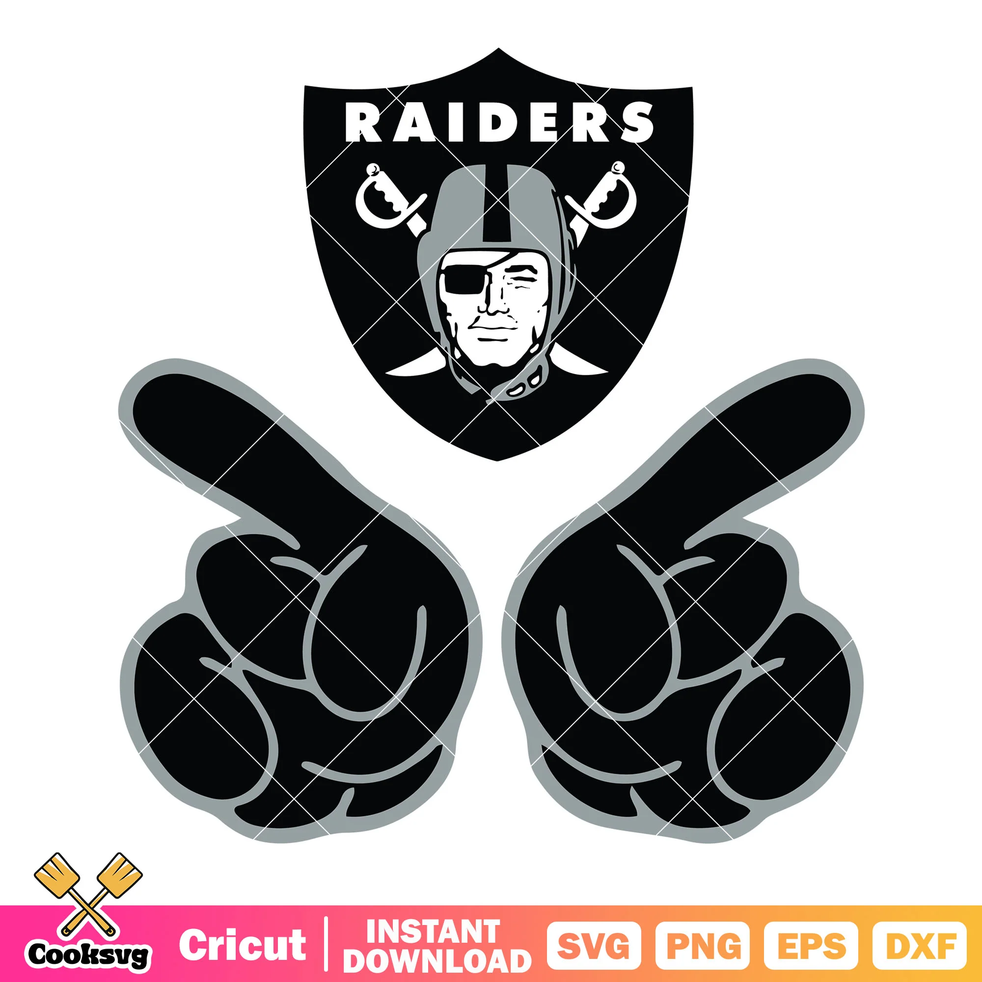 Two black finger foam svg, shield raiders svg, las vegas raiders svg