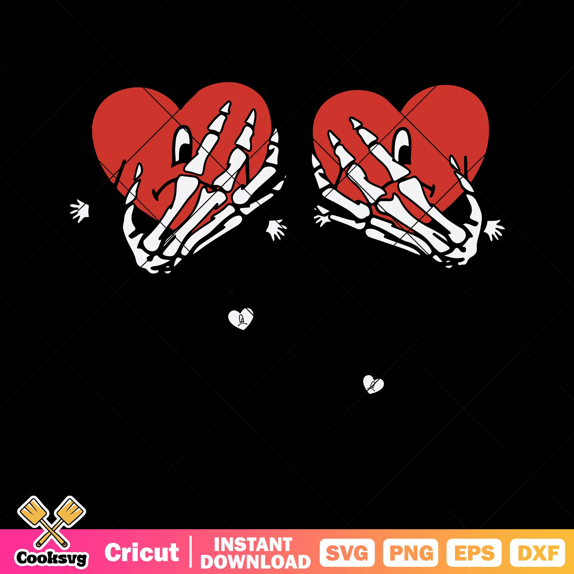 Two skeleton hand svg, broken heart svg, is two hearts sad svg