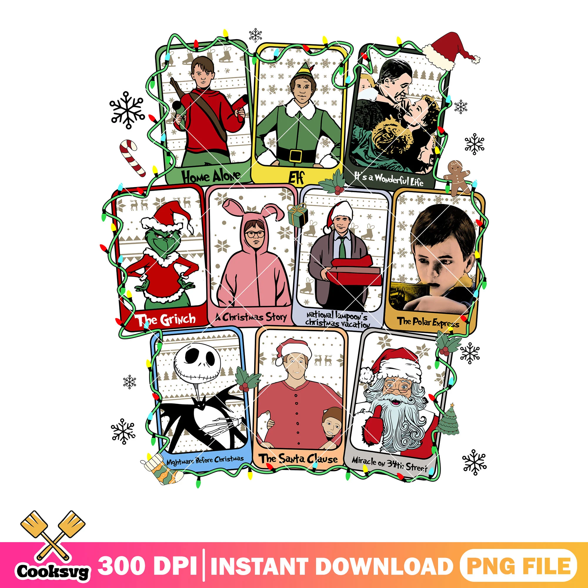 Ultimate christmas movie png, card all christmas png, card grid png
