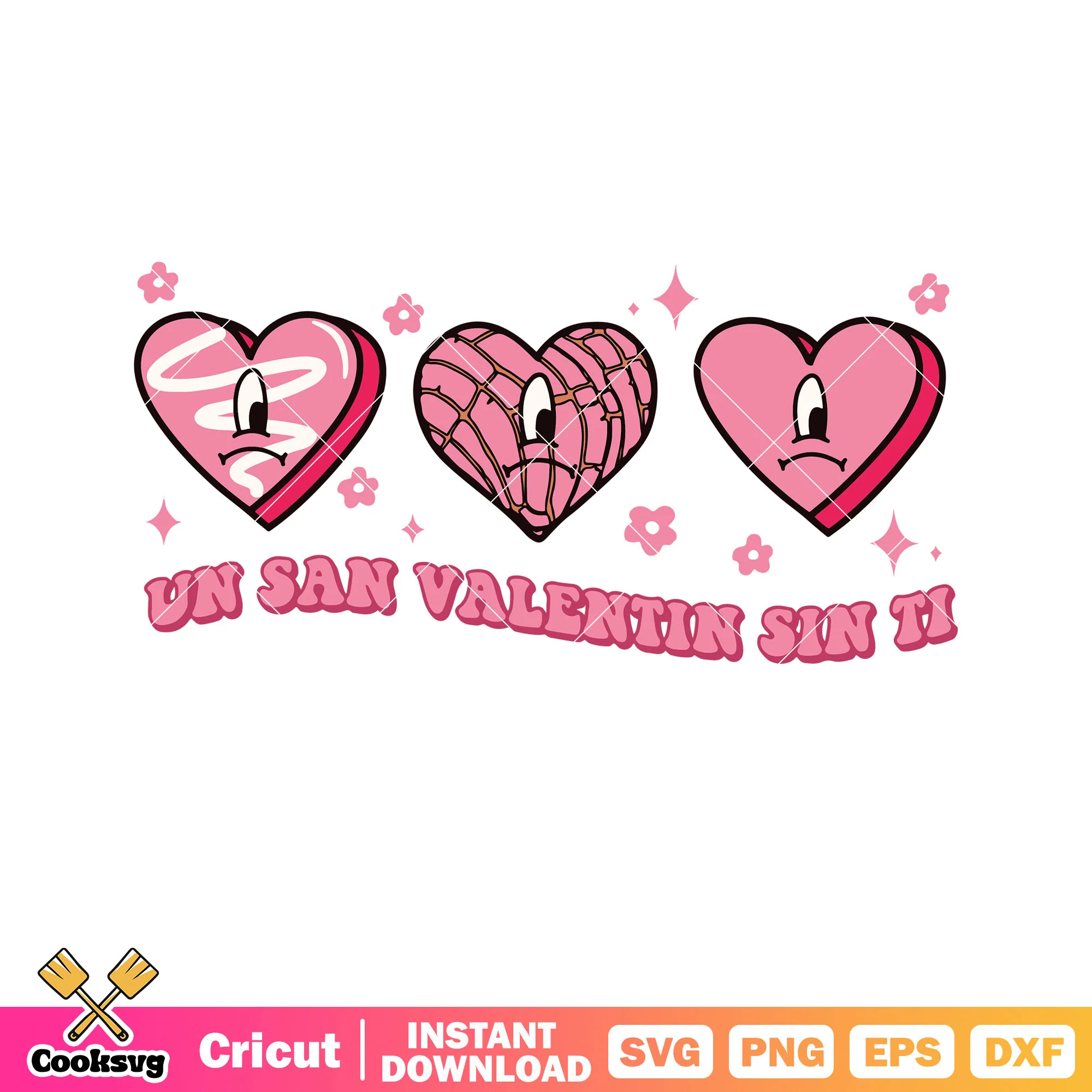 Un san pink valentin sin ti bad bunny svg, bad bunny valentine svg