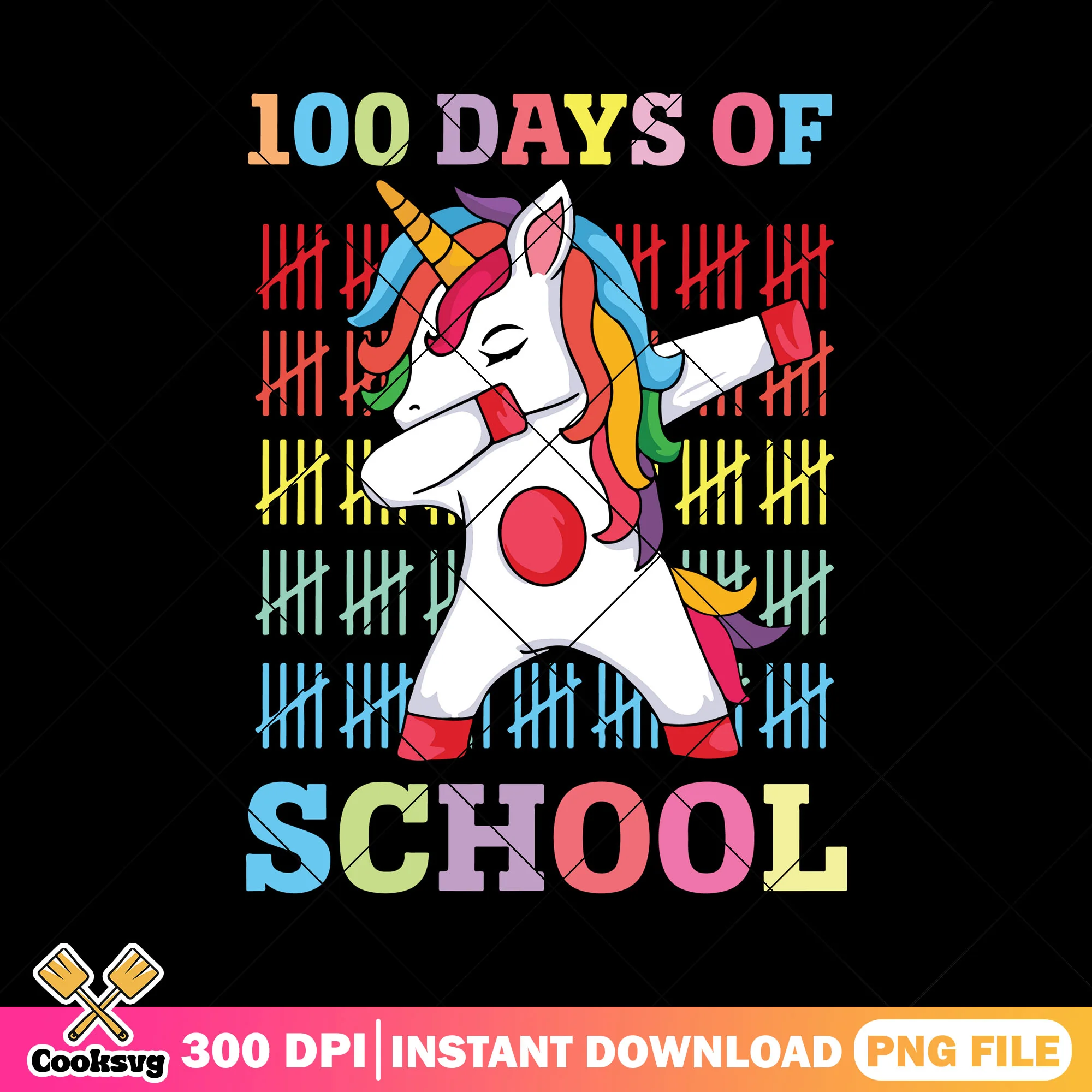 Unicorn 100 days school png, back to school art png, cute unicorn png