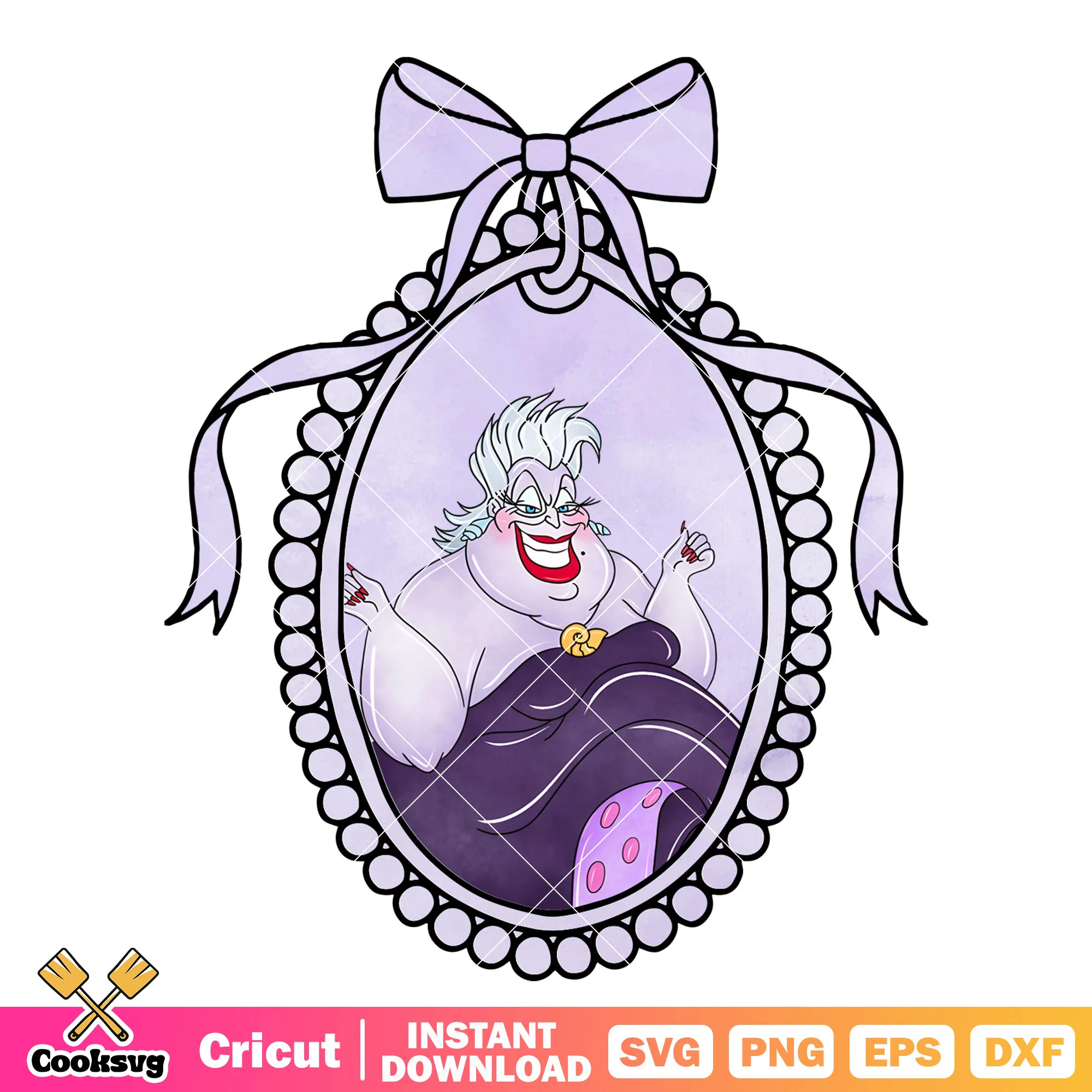 Ursula disney villain bow tie mirror png, ursula villain png