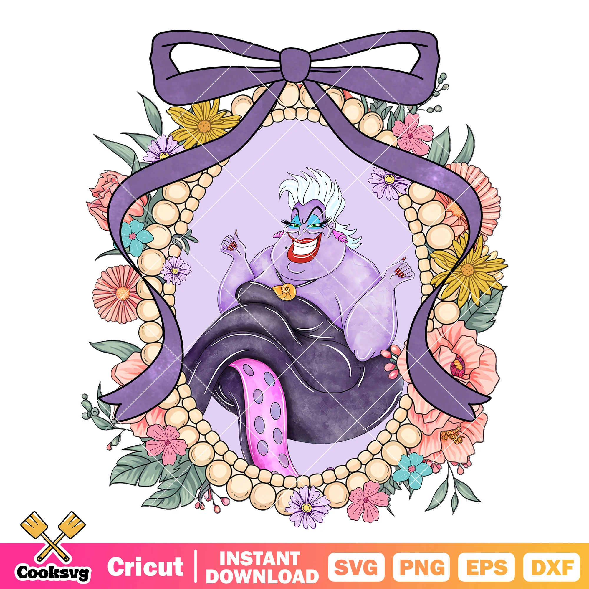 Ursula villain disney bow tie mirror png design, ursula villain png