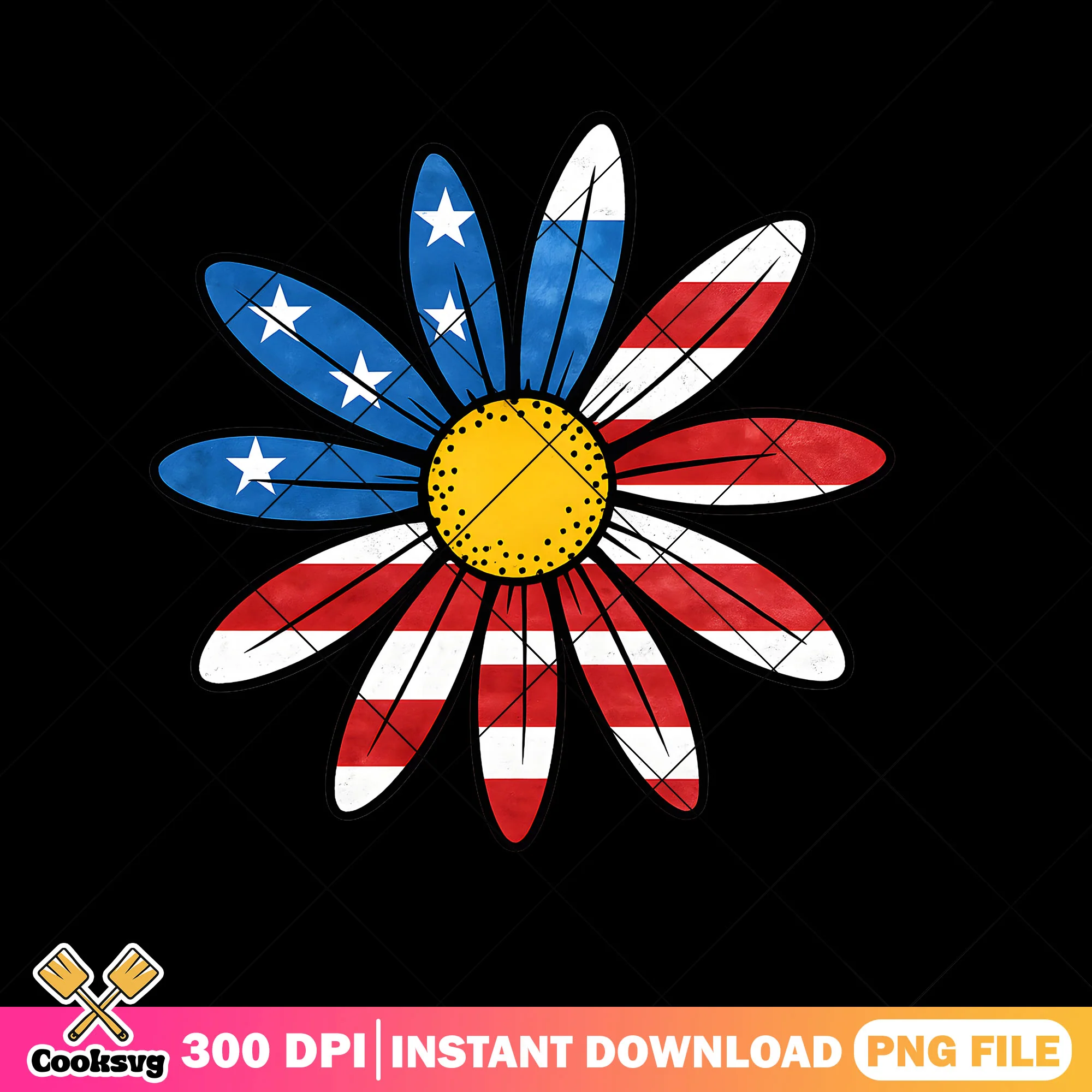 Usa Flag Sunflower png design, america sunflower png, usa flag png
