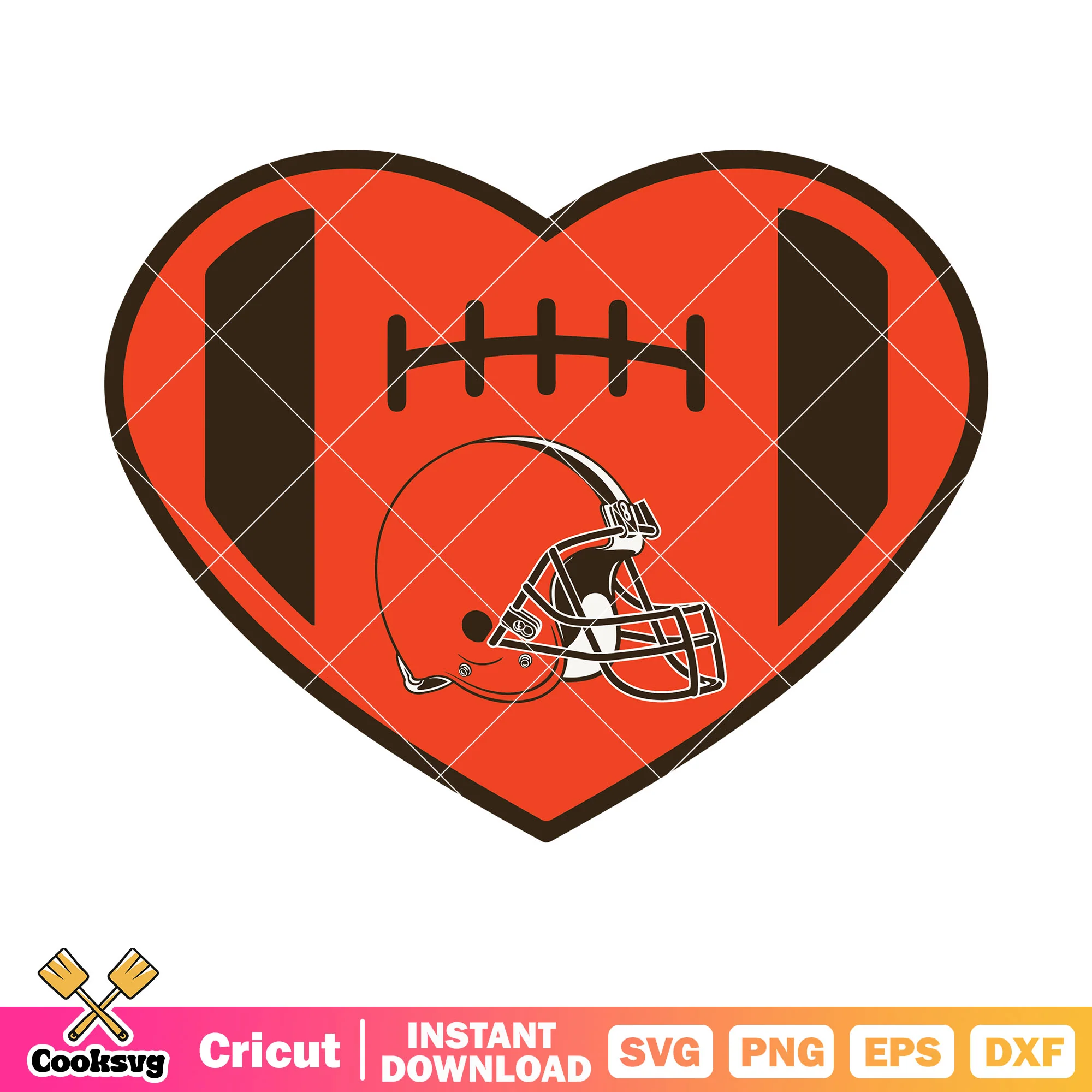 Usa football heart svg, american football svg, cleveland browns svg