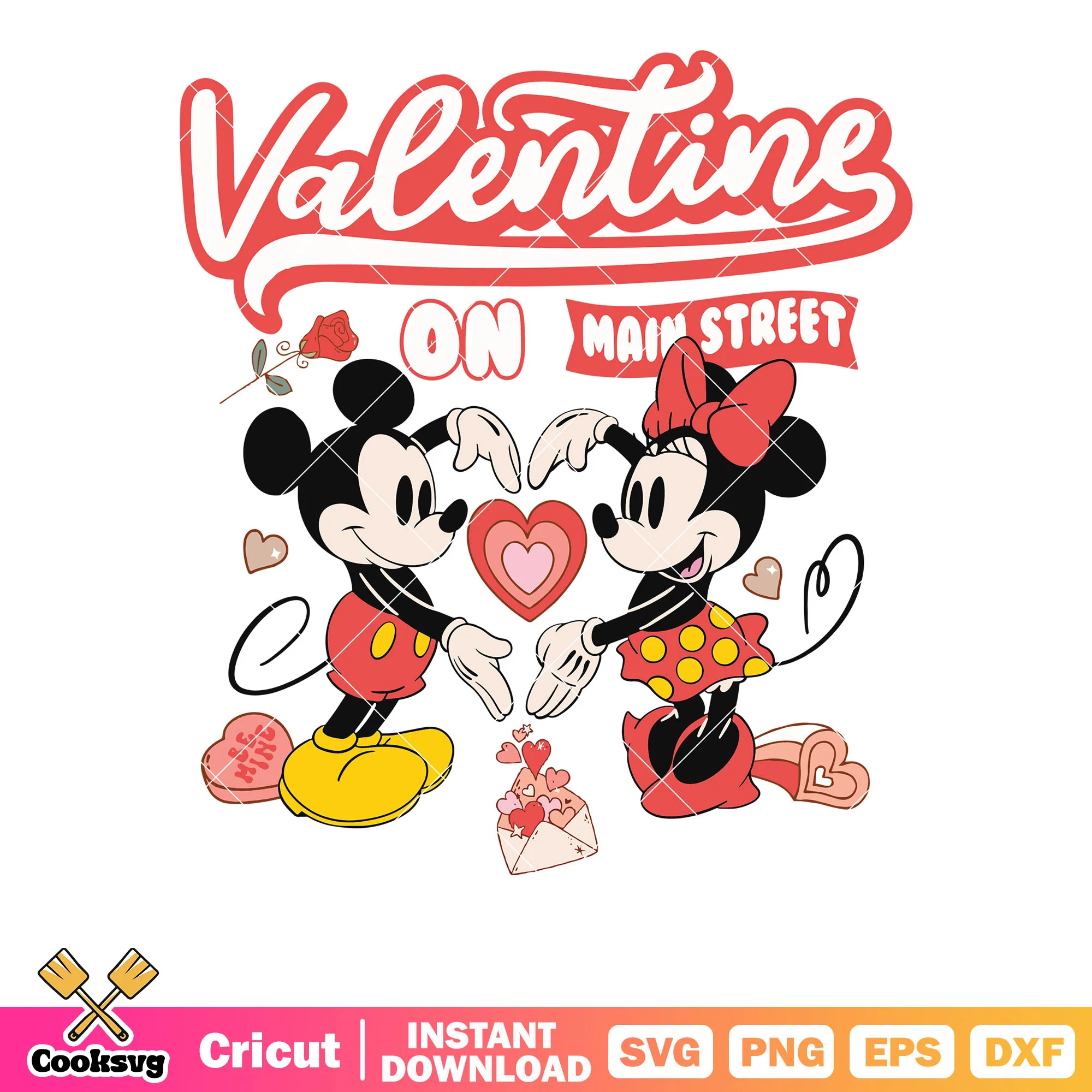 Valentine on main street mickey love svg, mickey valentine svg