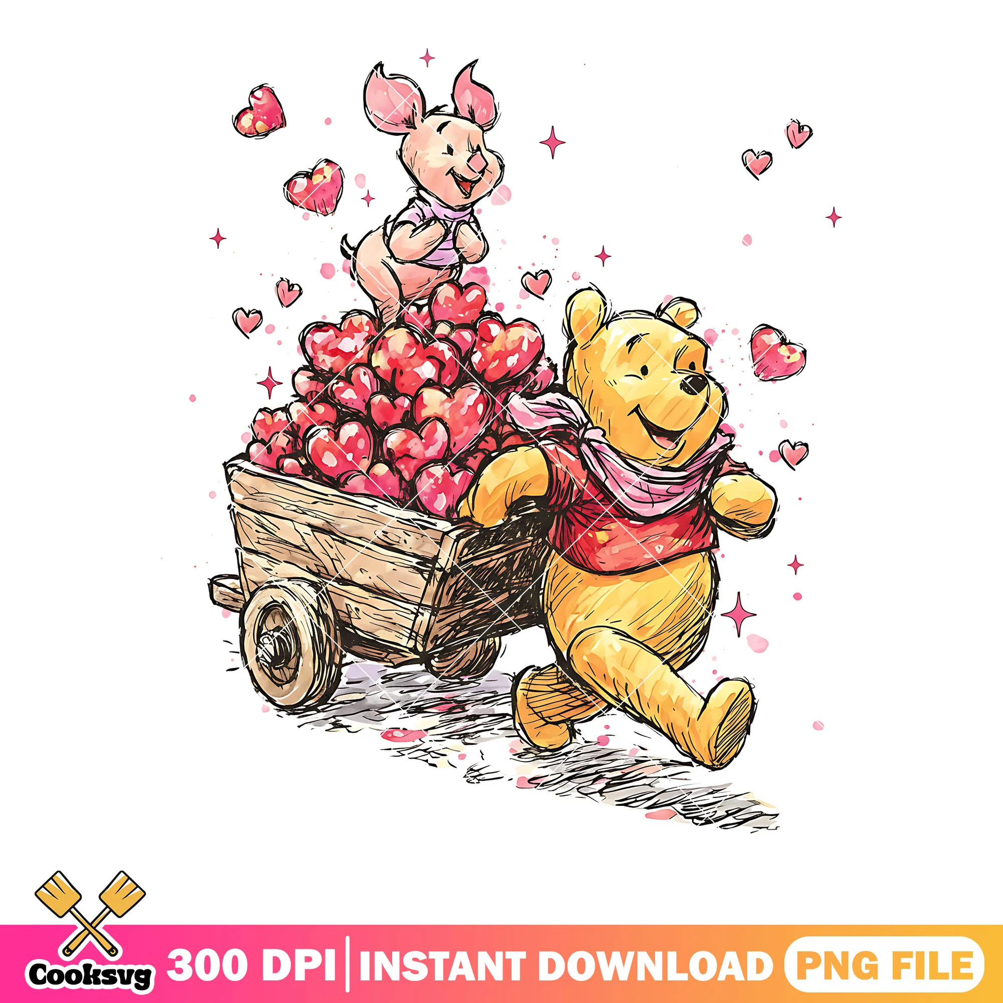 Valentine pooh png,love 2026 valentine png, pooh and friends png