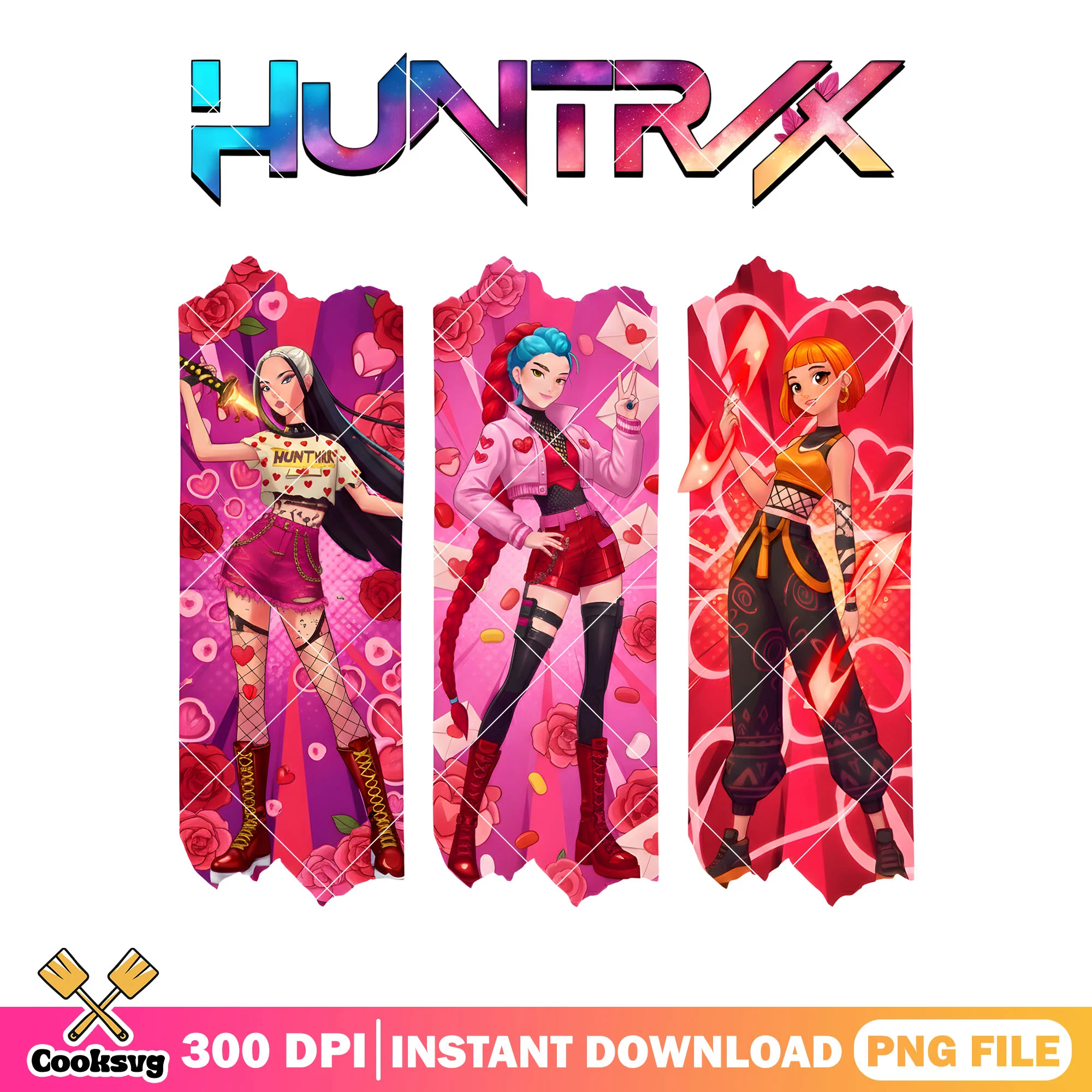 Valentines warrior huntrix png, huntrix girls png, happy valentines png