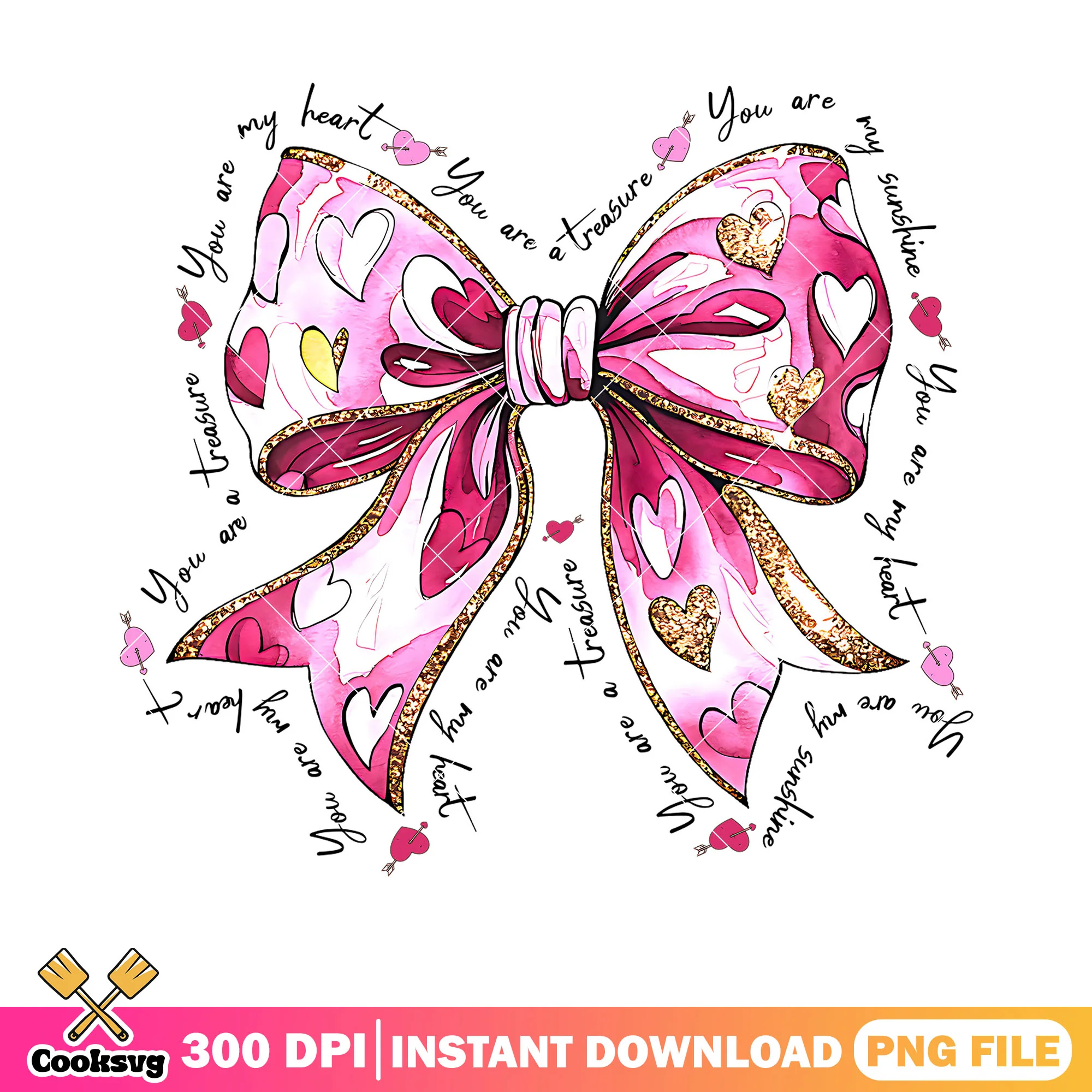 Valentines you are treasure png, valentines gifts png, valentines bow png