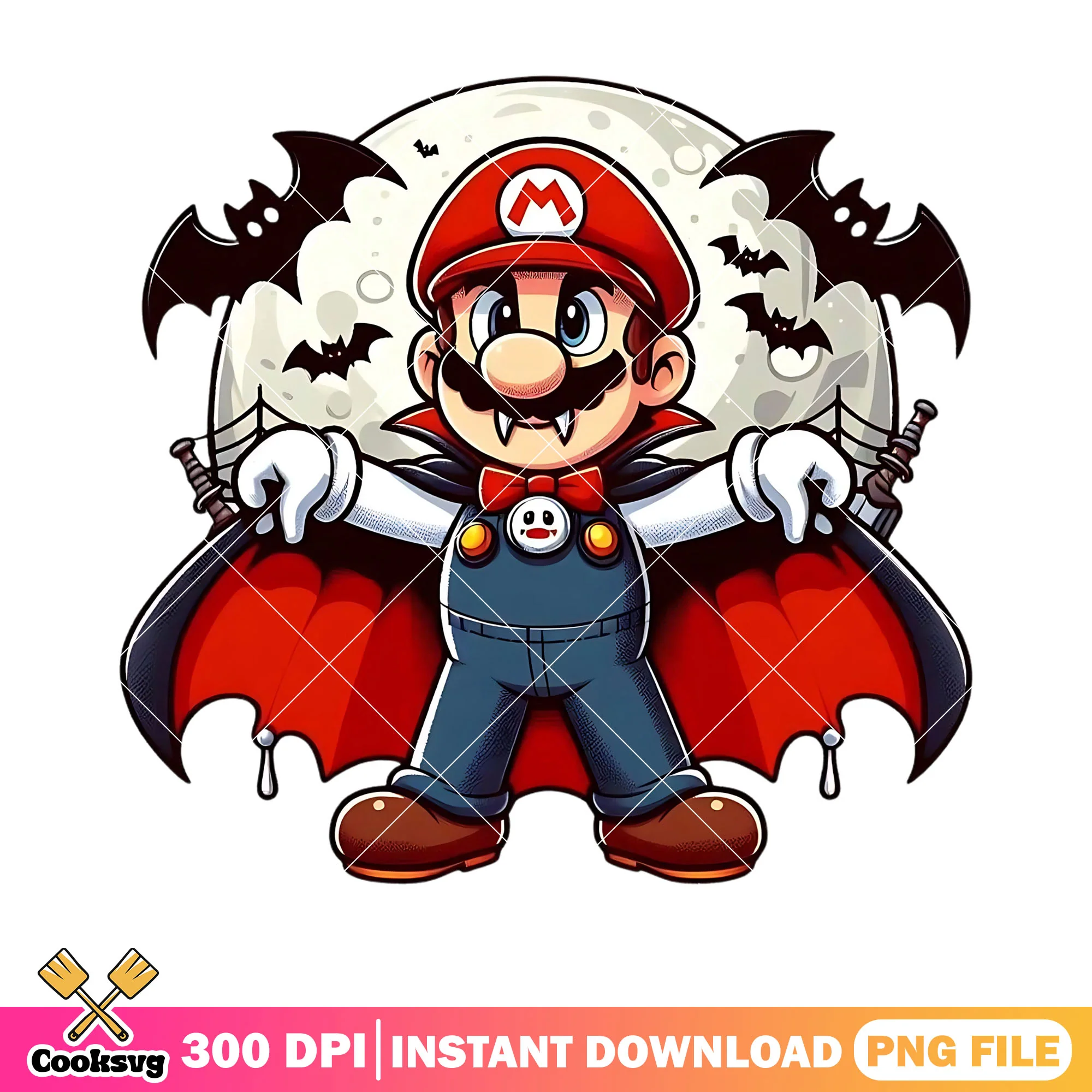 Vampire costume mario png, scary halloween night png, halloween nintendo png