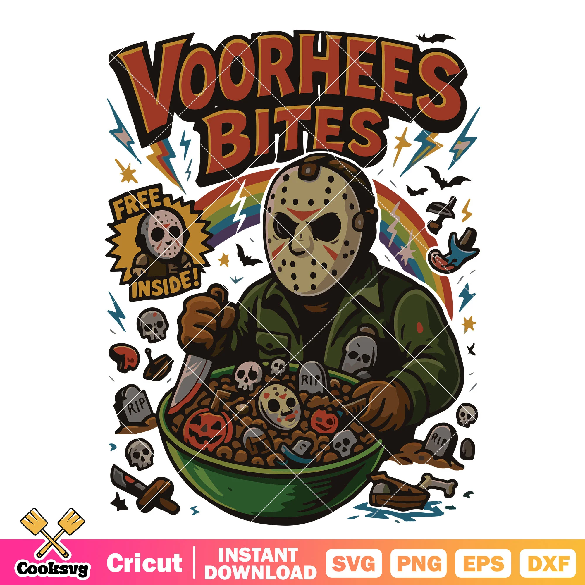 Voorhees bites funny horror svg, jason voorhees mask svg