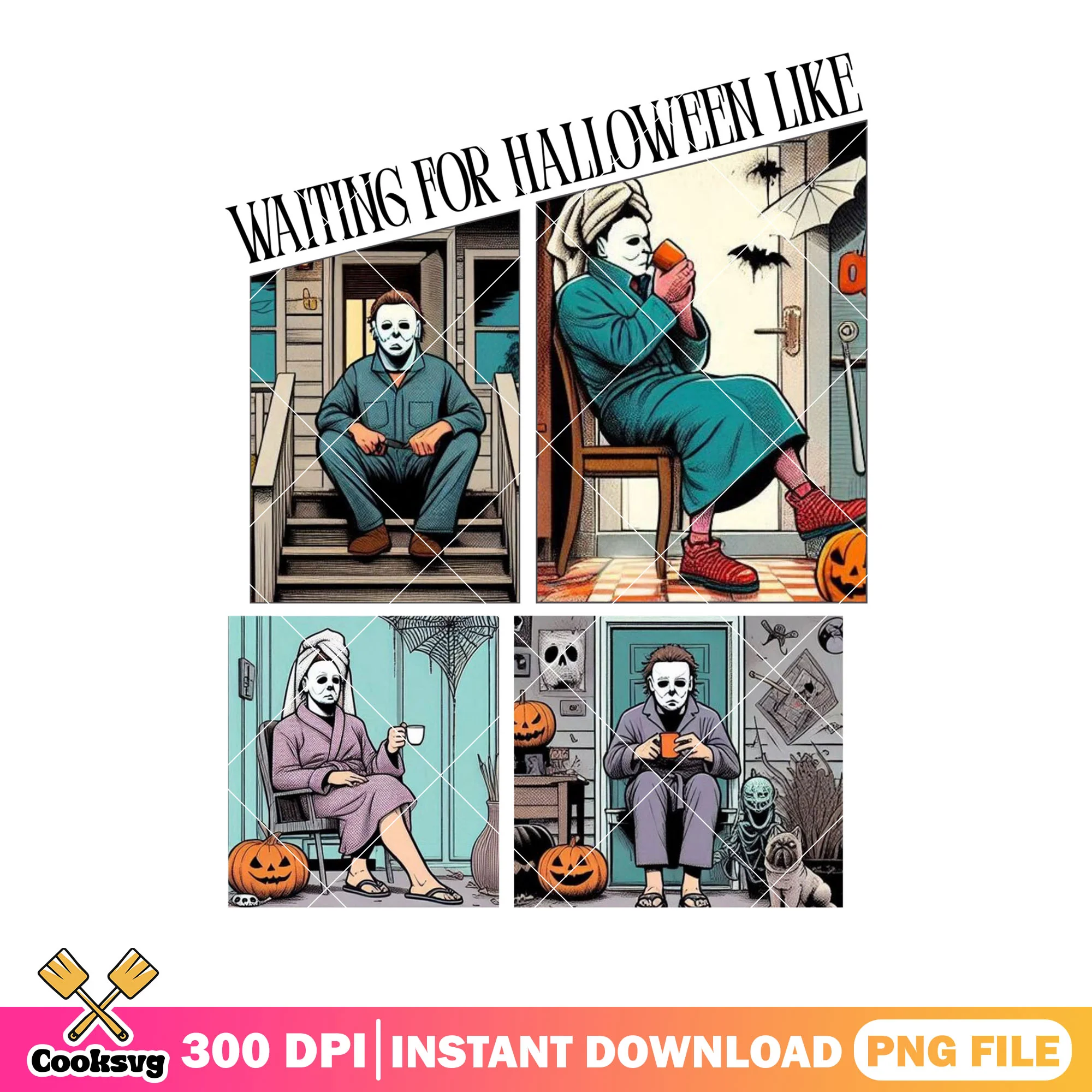 Waiting for halloween like png, spooky halloween png, micheal myer png