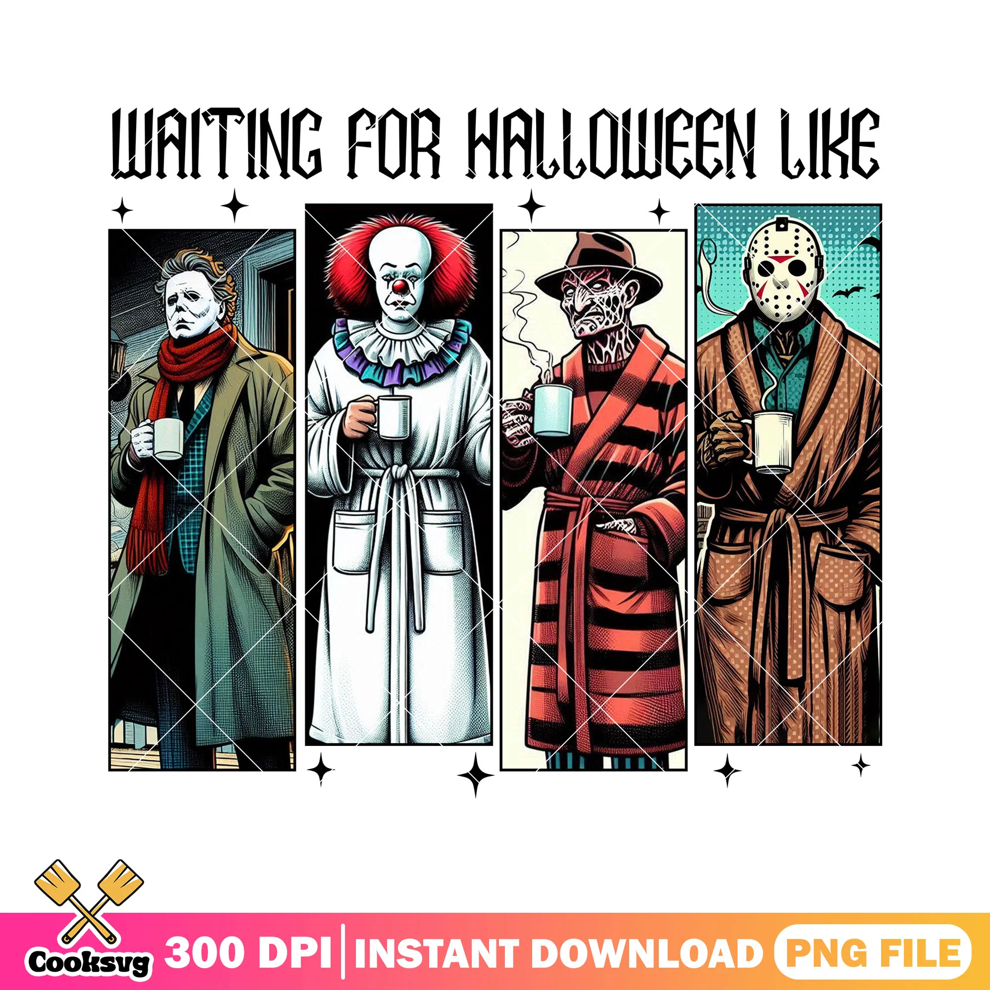 Waiting for halloween png, halloween horror png, horror characters png