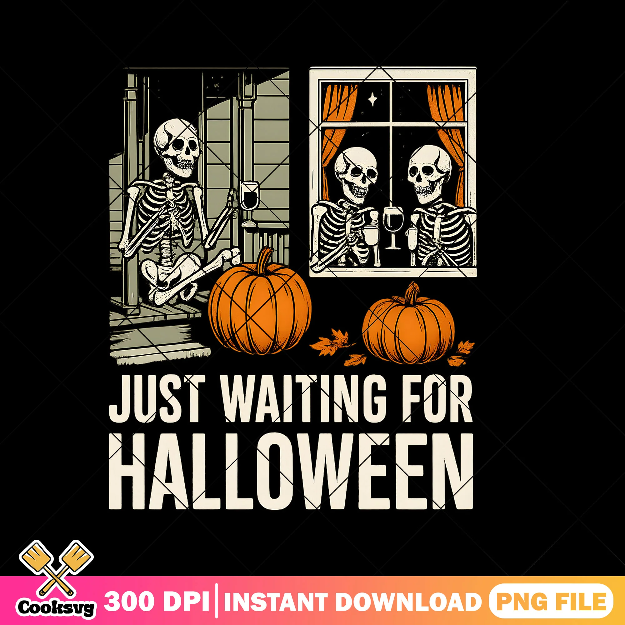 Waiting for halloween with skeleton png, halloween skeleton png