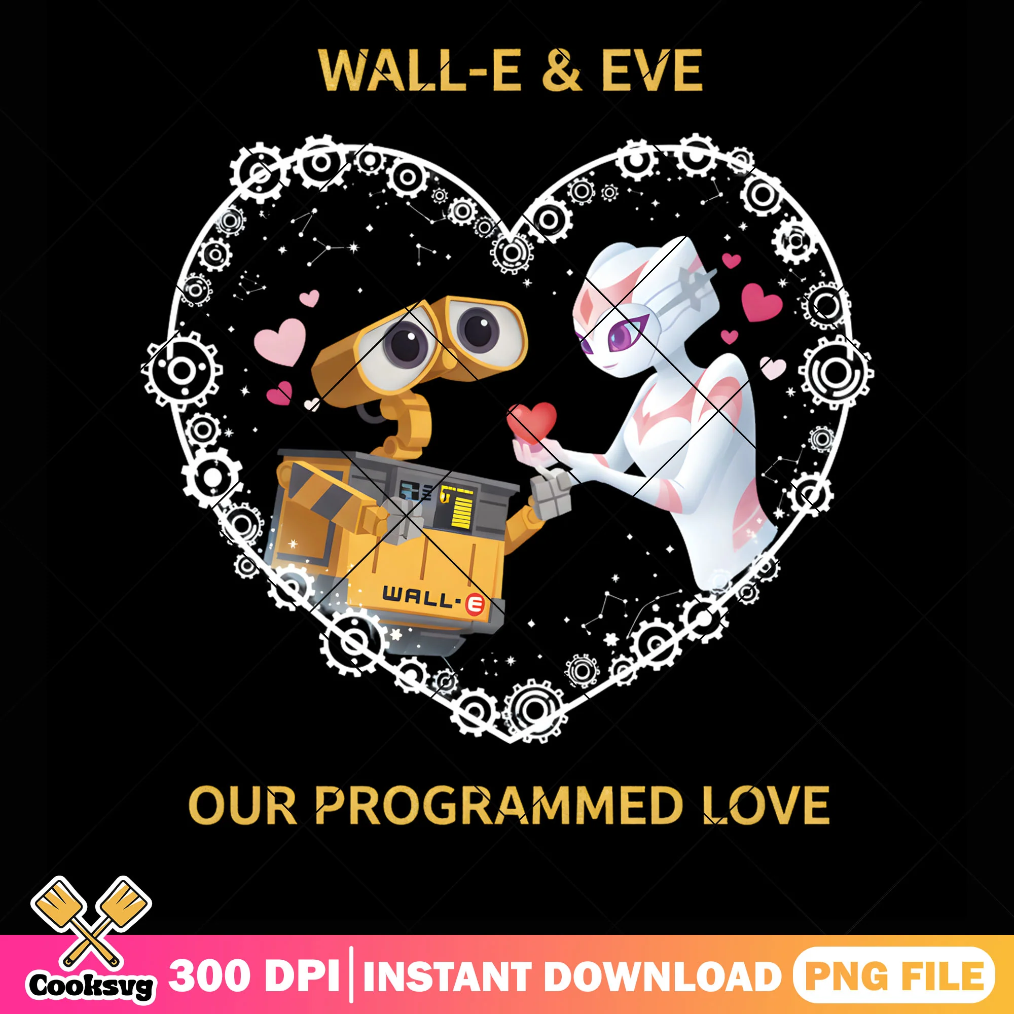Wall e and eve png, valentine gifts png, disney valentine png