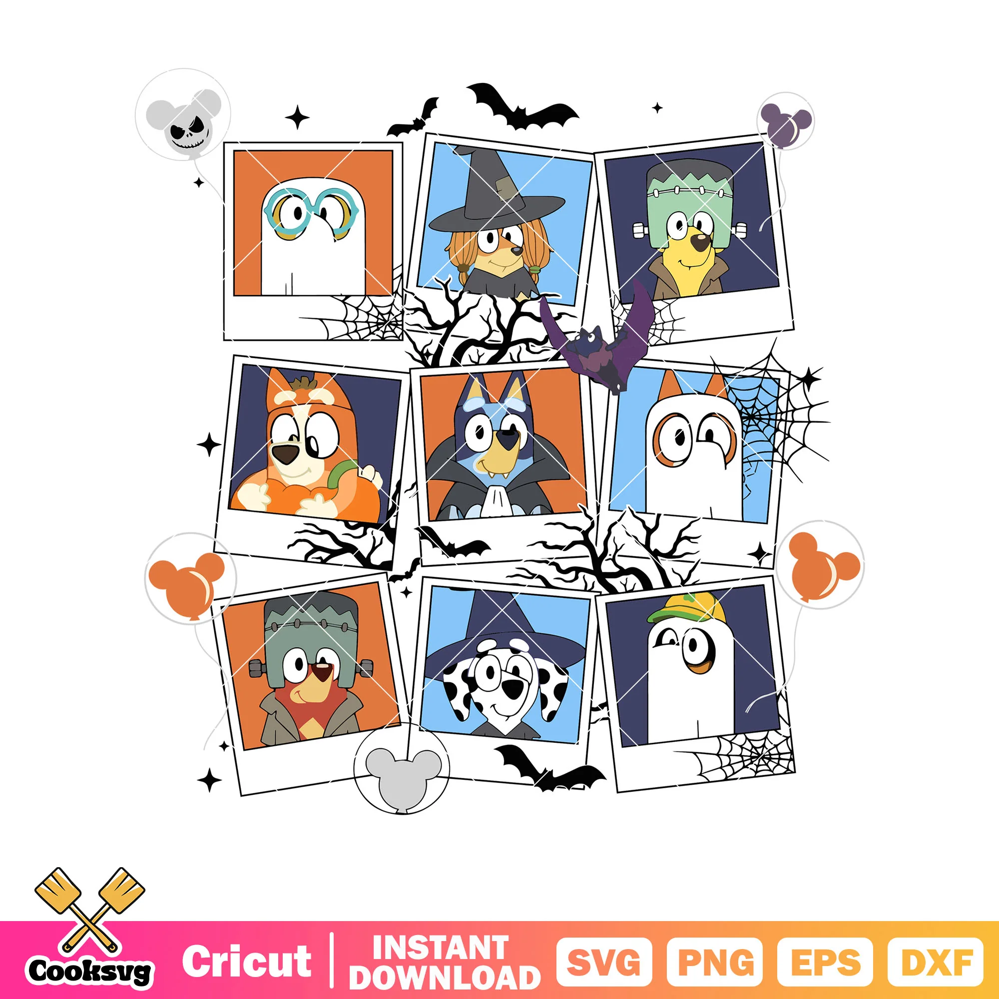 Wall pictures bluey halloween svg, cartoon bluey svg, bluey halloween decor svg