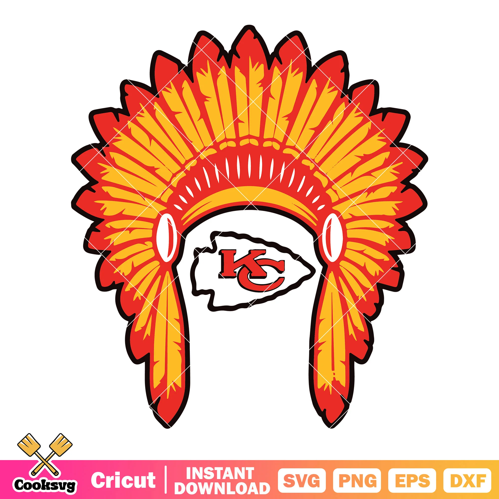 War bonnet kc chiefs svg, nfl teams svg, nfl football svg