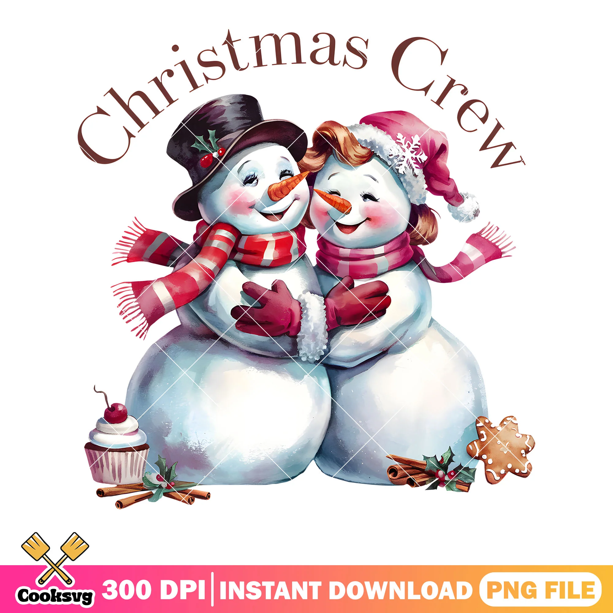 Warming snowman couple png, merry christmas png, christmas snowman png