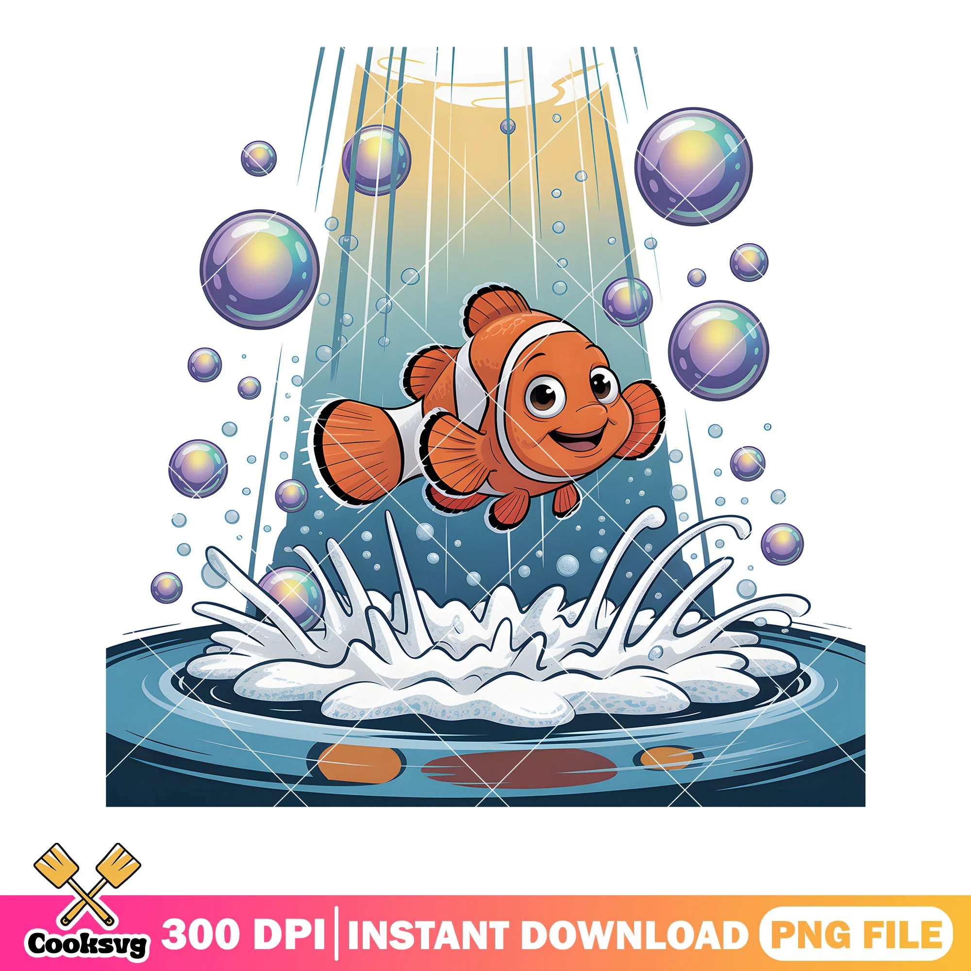 Waterfall nemo disney png, nemo fish png, clownfish png
